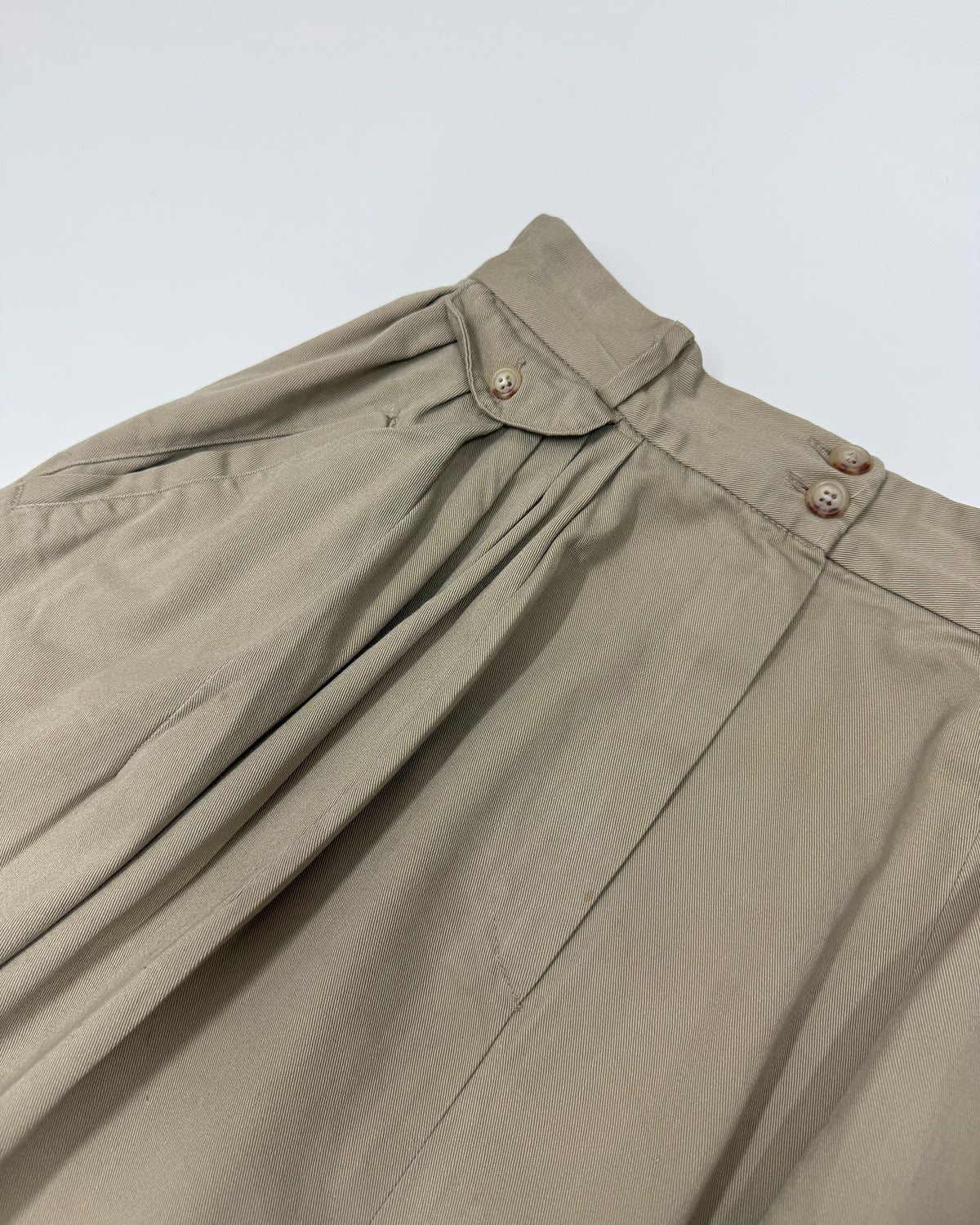 Ralph Lauren 1990s Pleated Denim Skirt Beige