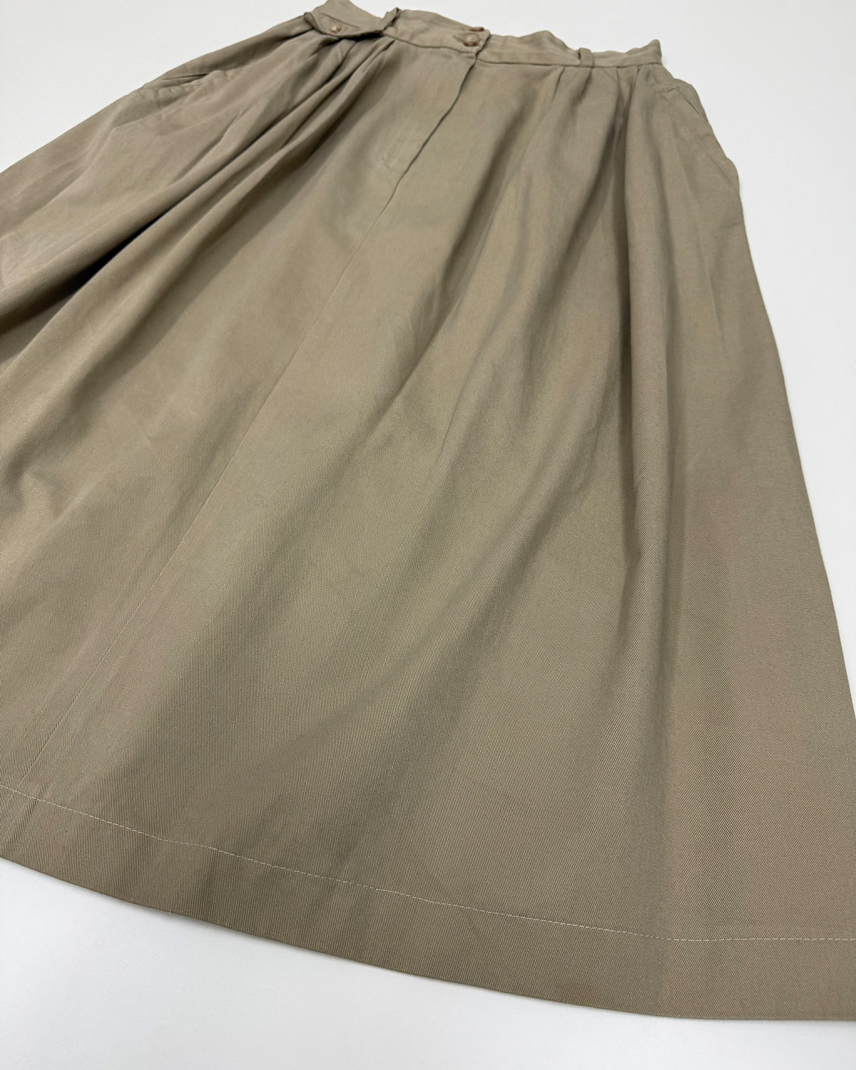 Ralph Lauren 1990s Pleated Denim Skirt Beige