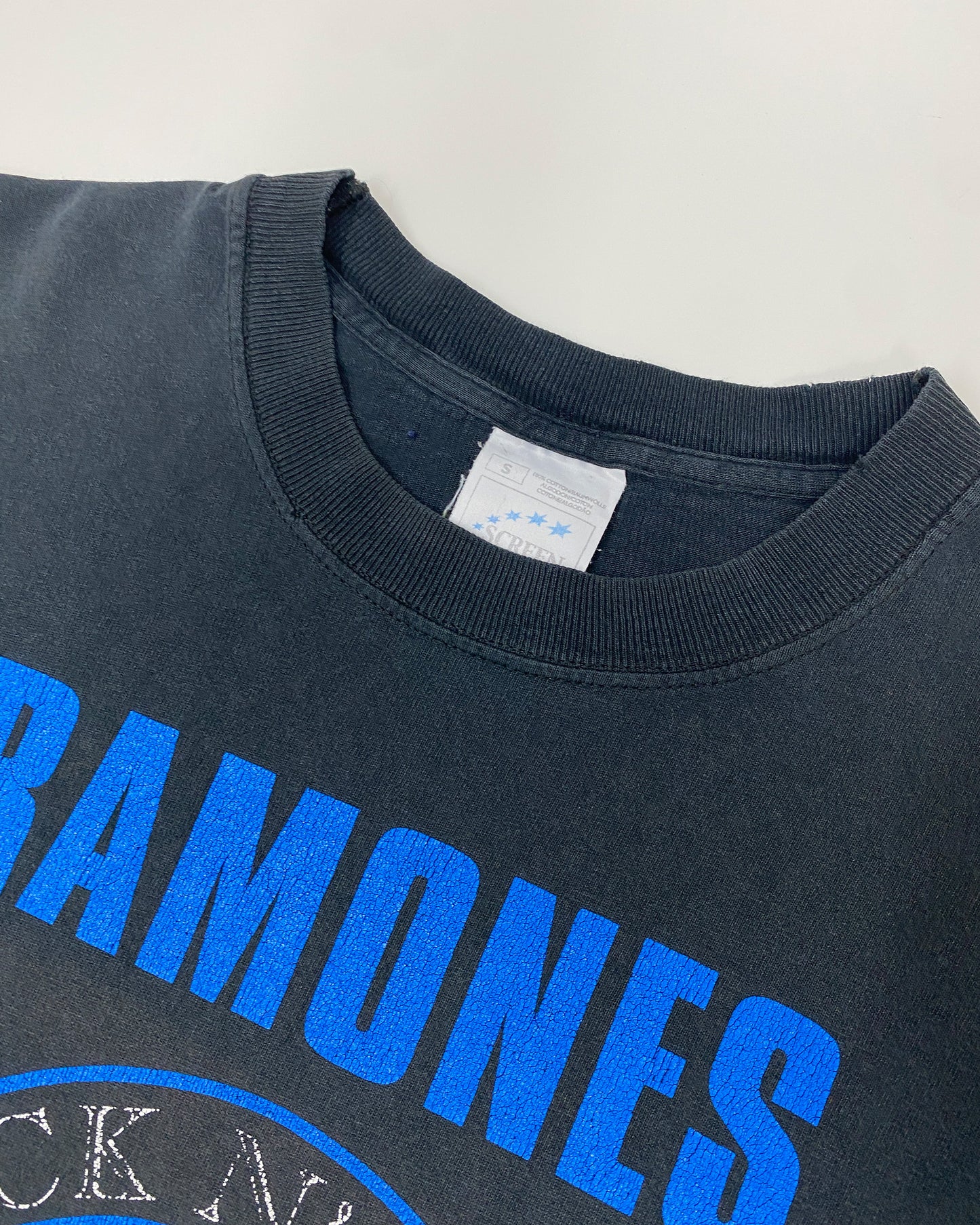 Vintage 1990s Trashed Hey Ho Lets Go Ramones Band T-Shirt Black