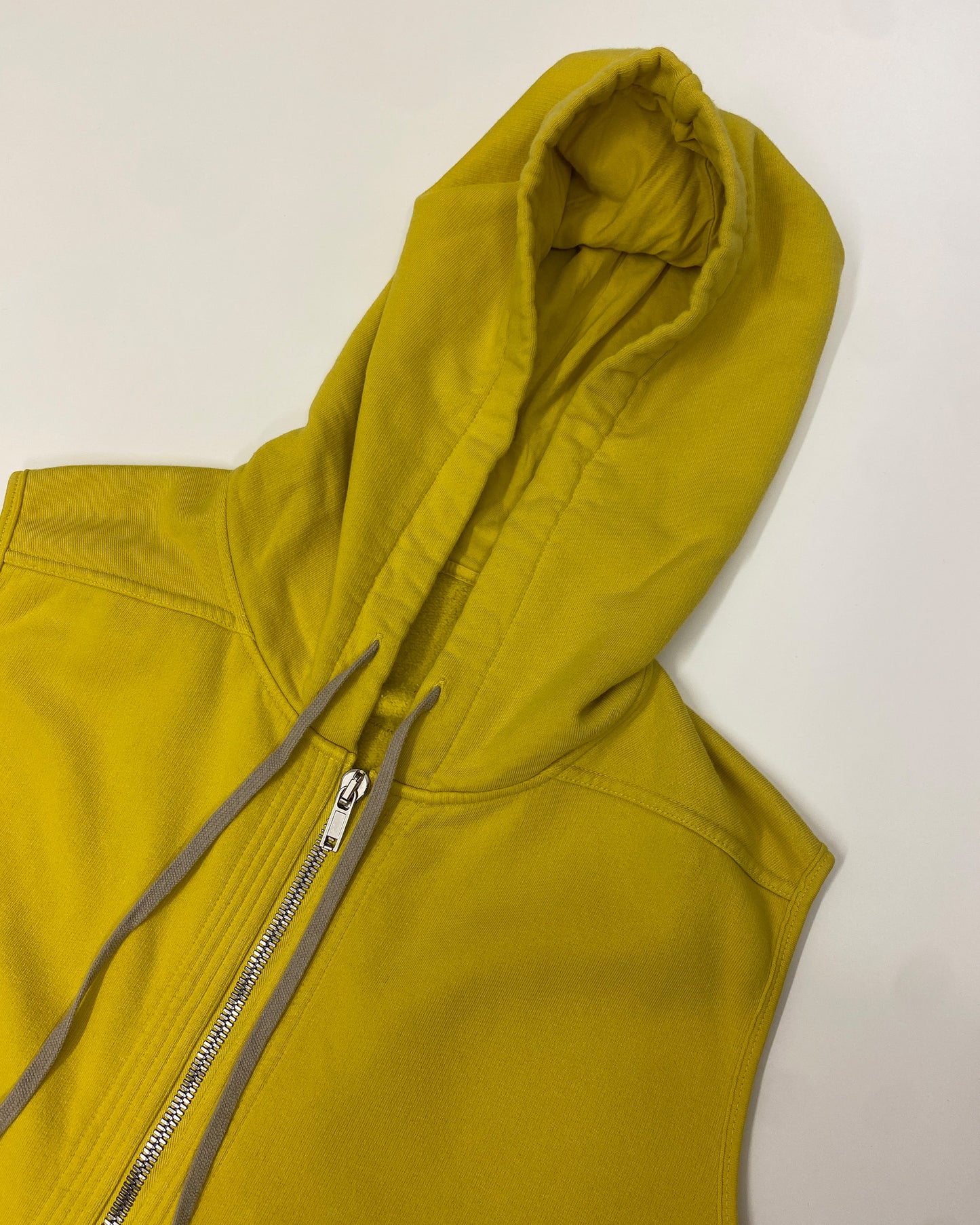 Rick Owens DRKSHDW SS2017 Sleeveless Long Zip Hoodie Lemon Yellow