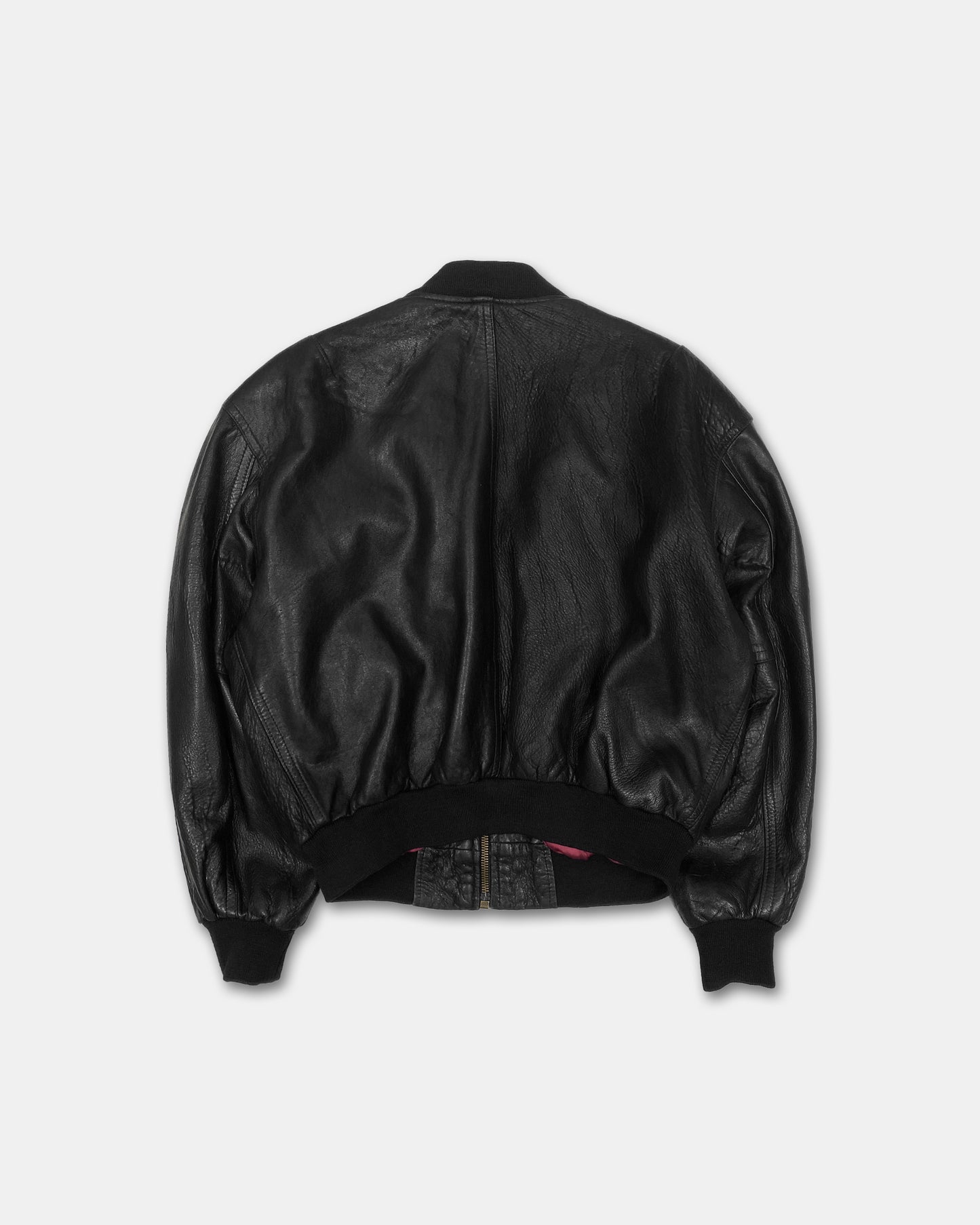 Vintage 1990s Riri Zip Bomber Leather Jacket Black