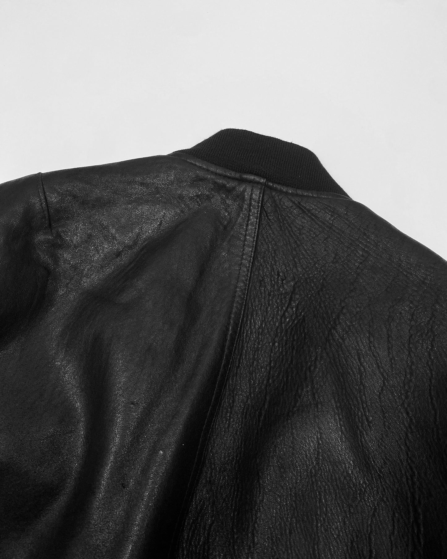 Vintage 1990s Riri Zip Bomber Leather Jacket Black