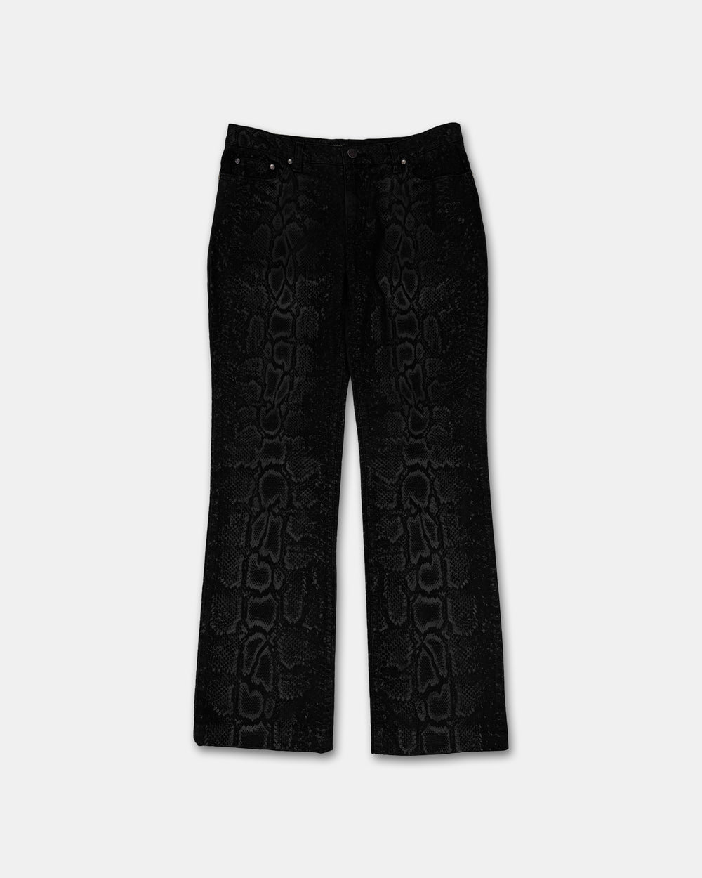 Roberto Cavalli FW1998 Snakeskin Python Effect Boot Cut Denim Black