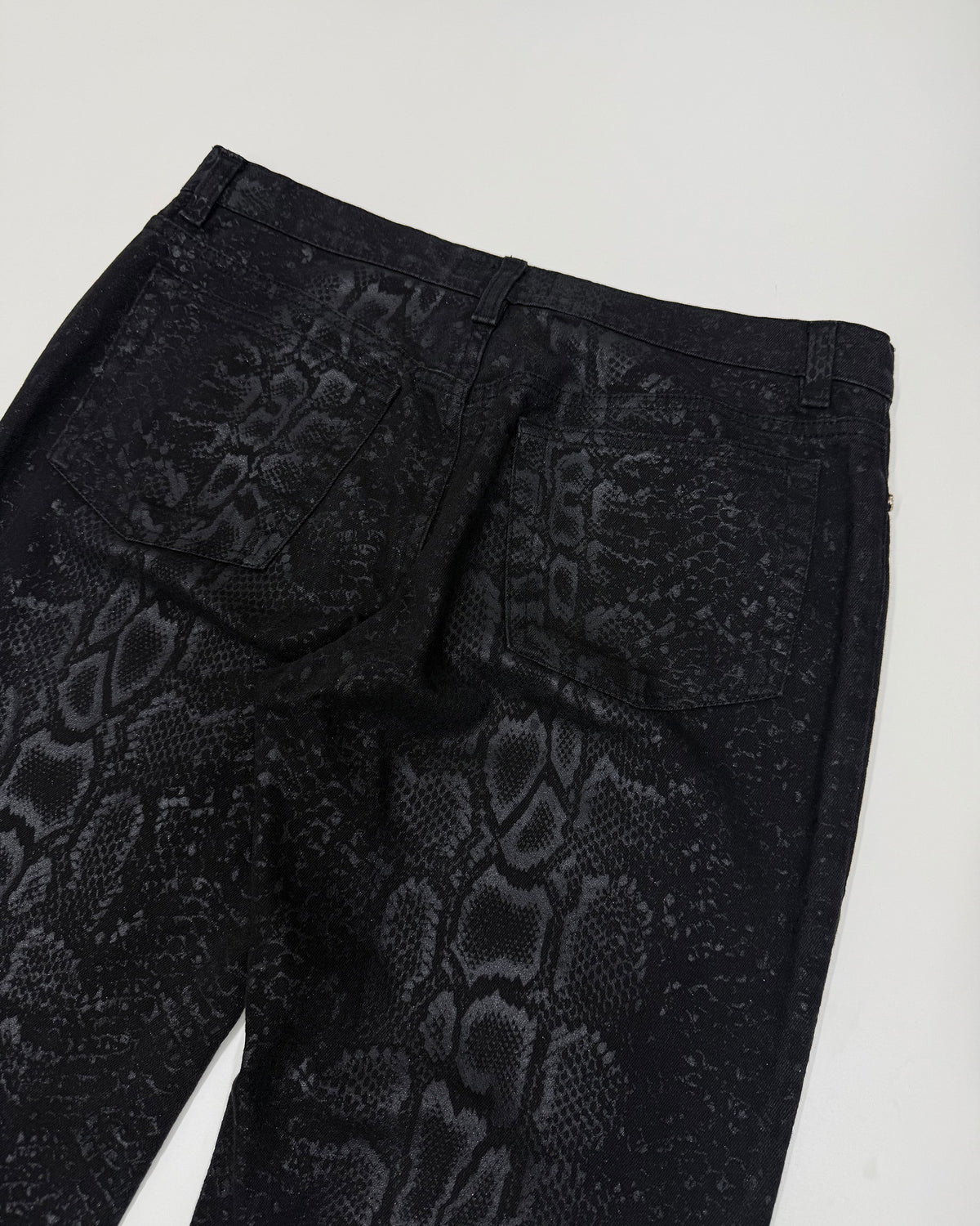 Roberto Cavalli FW1998 Snakeskin Python Effect Boot Cut Denim Black