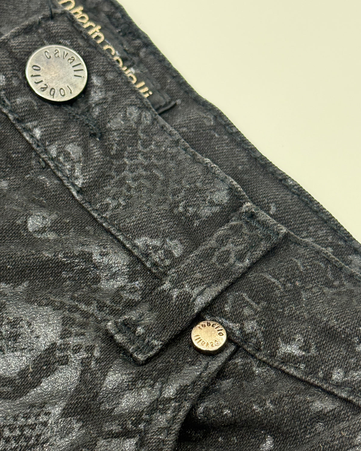 Roberto Cavalli FW1998 Snakeskin Python Effect Boot Cut Denim Black