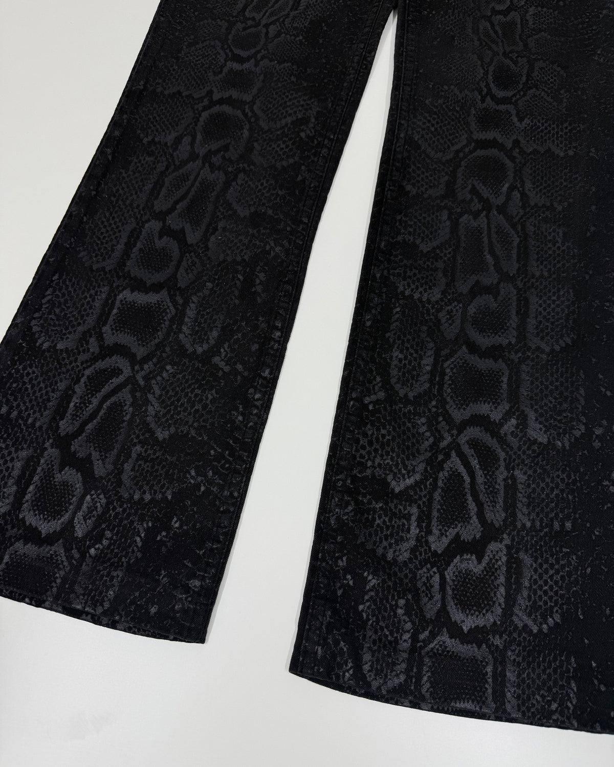 Roberto Cavalli FW1998 Snakeskin Python Effect Boot Cut Denim Black