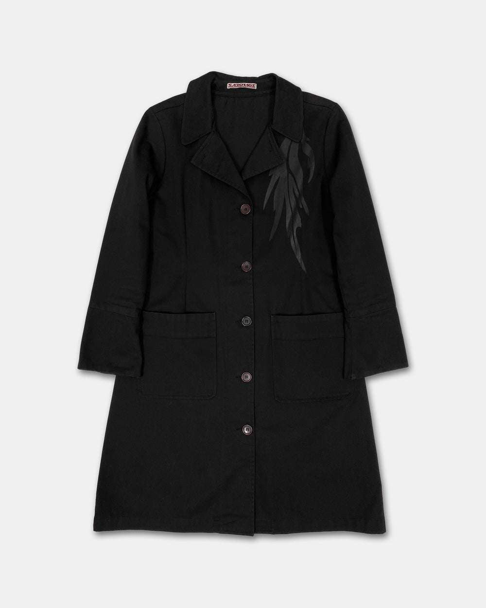 Sabotage 1990s Abstract Print Coat Black