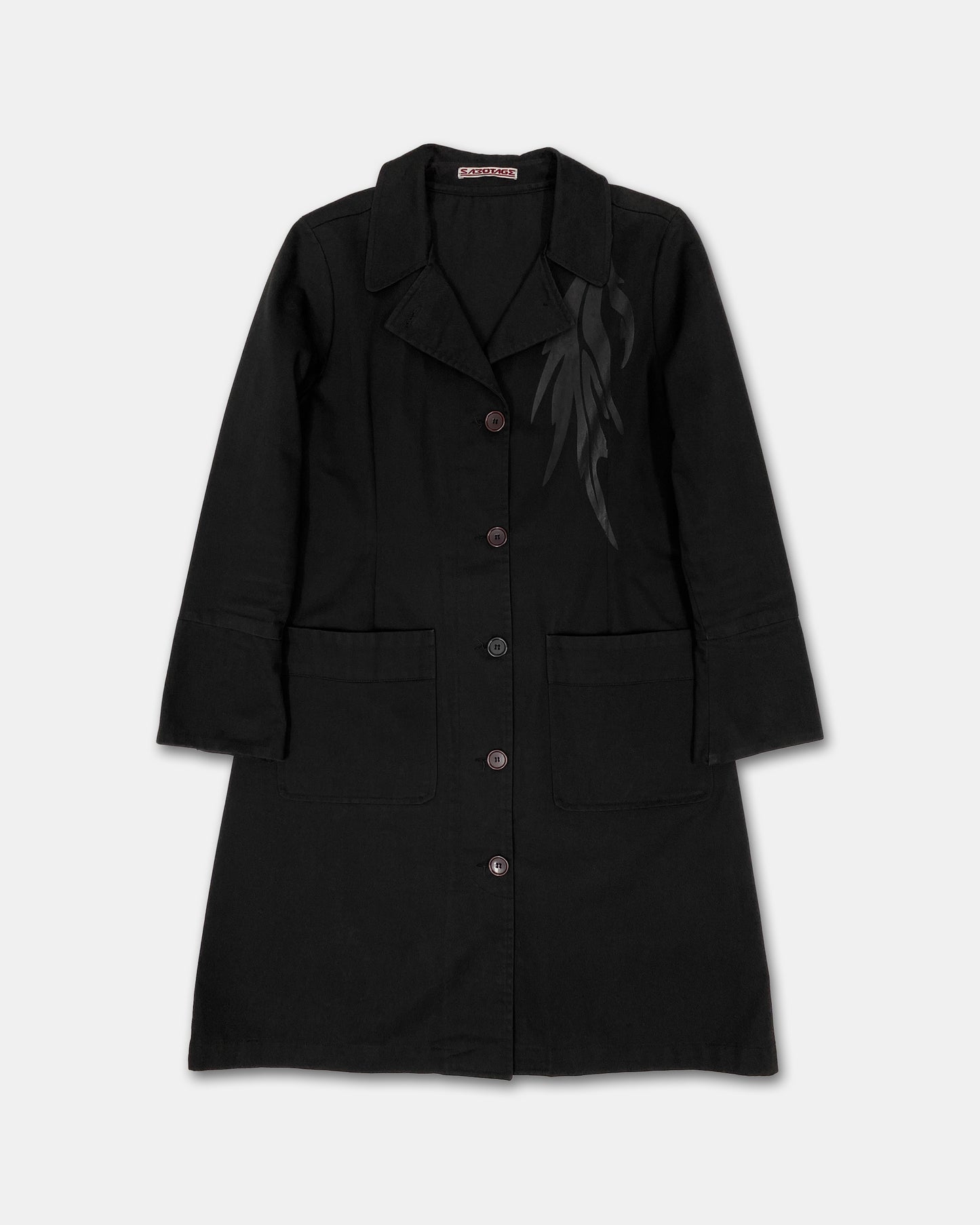 Sabotage 1990s Abstract Print Coat Black