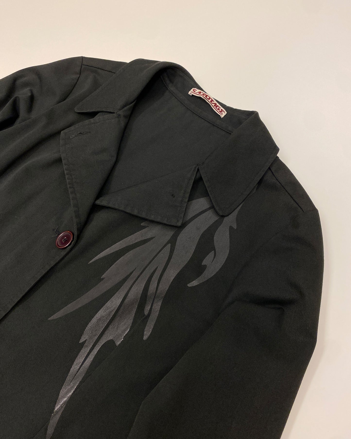Sabotage 1990s Abstract Print Coat Black