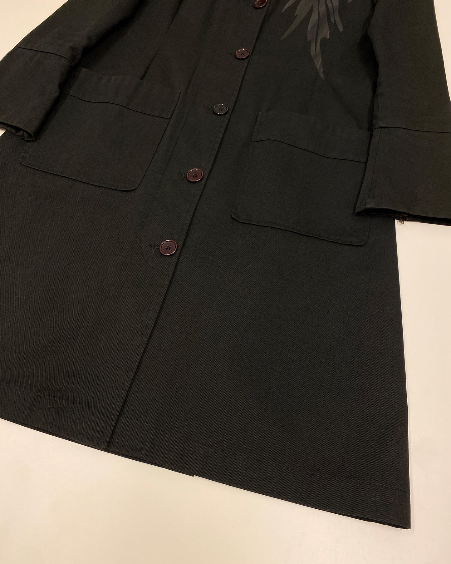 Sabotage 1990s Abstract Print Coat Black