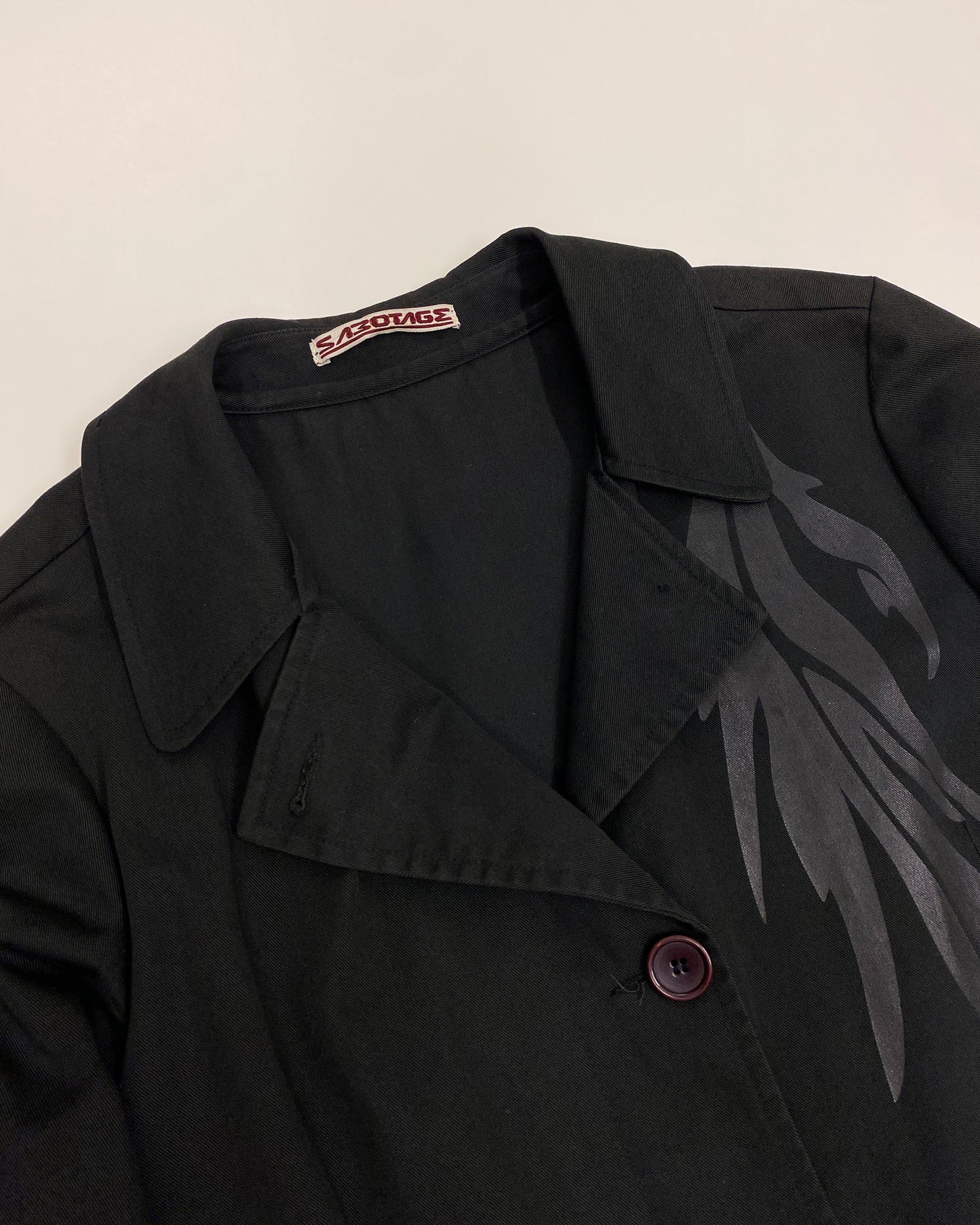 Sabotage 1990s Abstract Print Coat Black