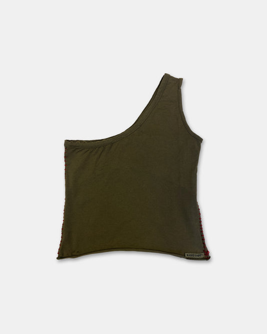 Sabotage 1990s One Shoulder Top Khaki Green