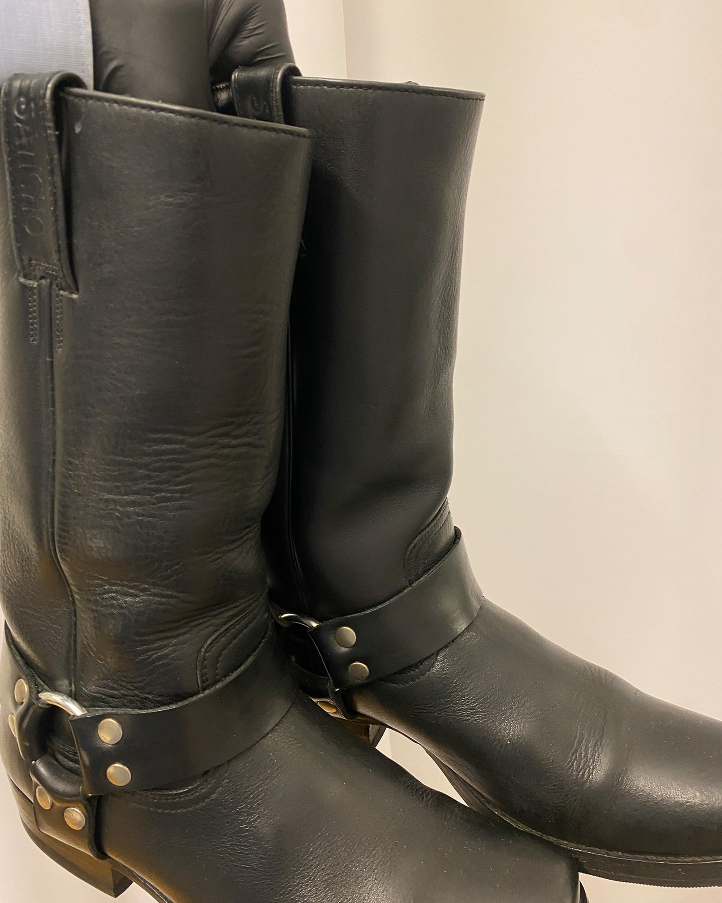 Sancho Boots 2000s Square Toe Leather Biker Boots Black