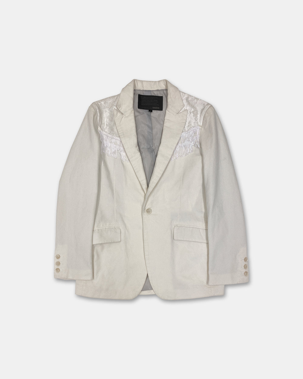 Schlüssel 1990s Fringe Cord Satin Blazer Jacket White