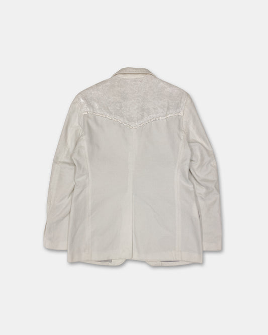 Schlüssel 1990s Fringe Cord Satin Blazer Jacket White