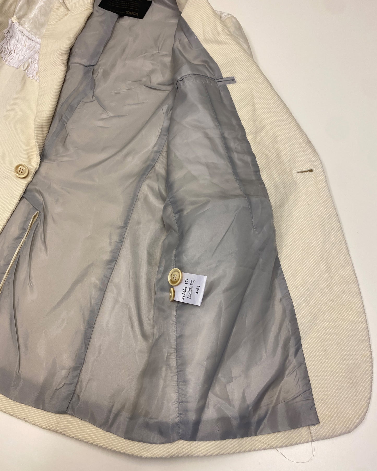 Schlüssel 1990s Fringe Cord Satin Blazer Jacket White