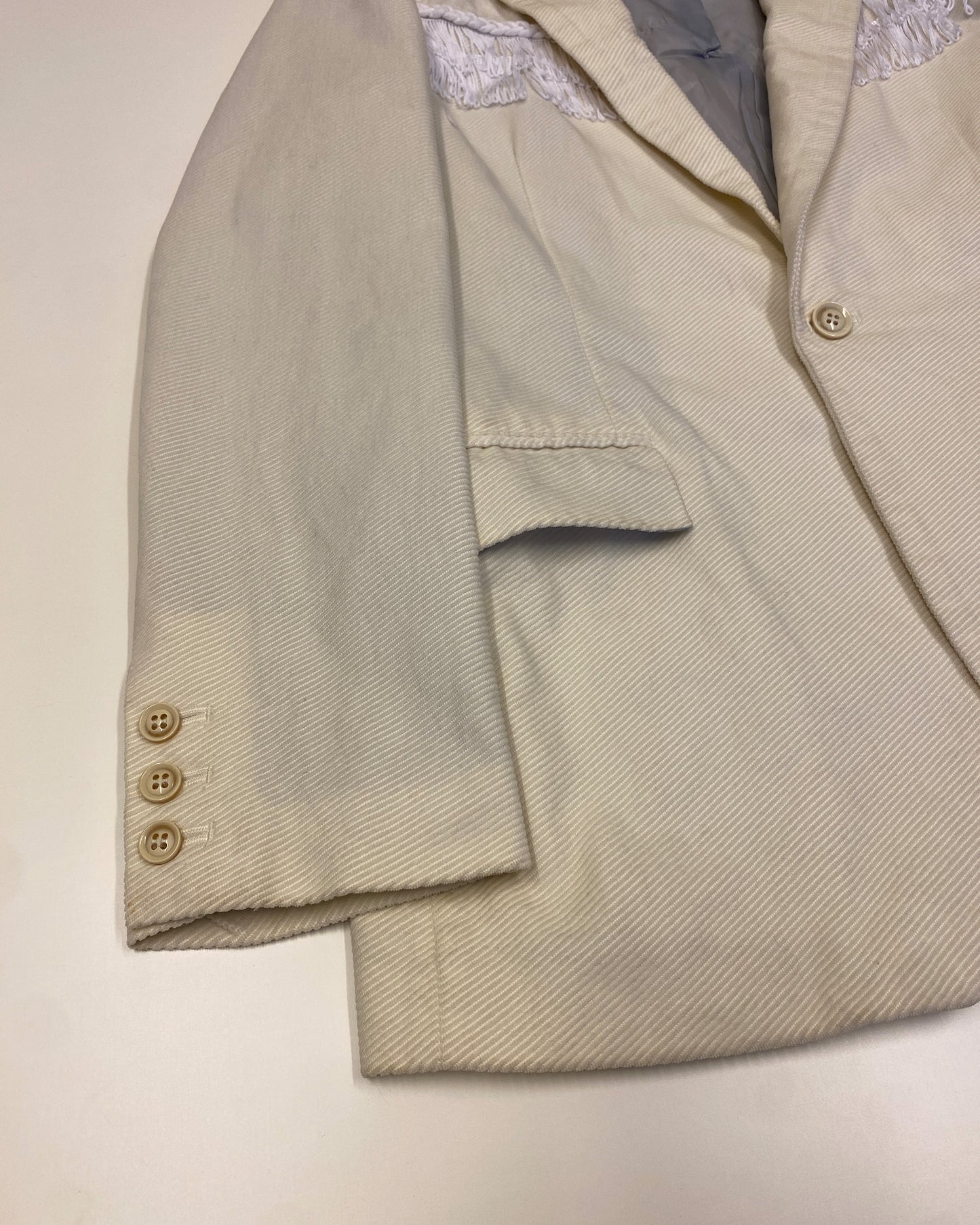 Schlüssel 1990s Fringe Cord Satin Blazer Jacket White