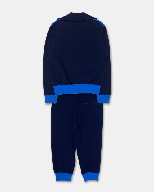 Vintage 1970s Snowsuit Ski Track Jacket and Pants Blue Navy