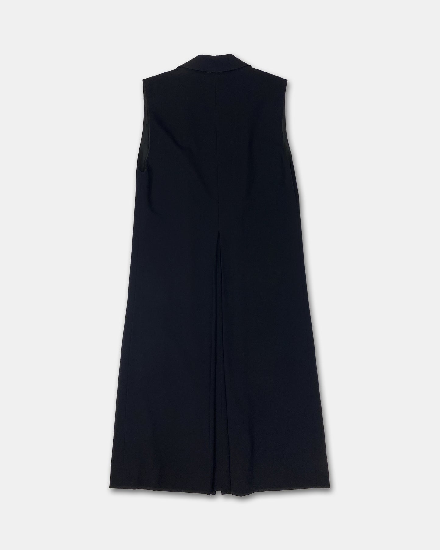 Vintage 1980s Sleeveless Button Wool Coat Navy