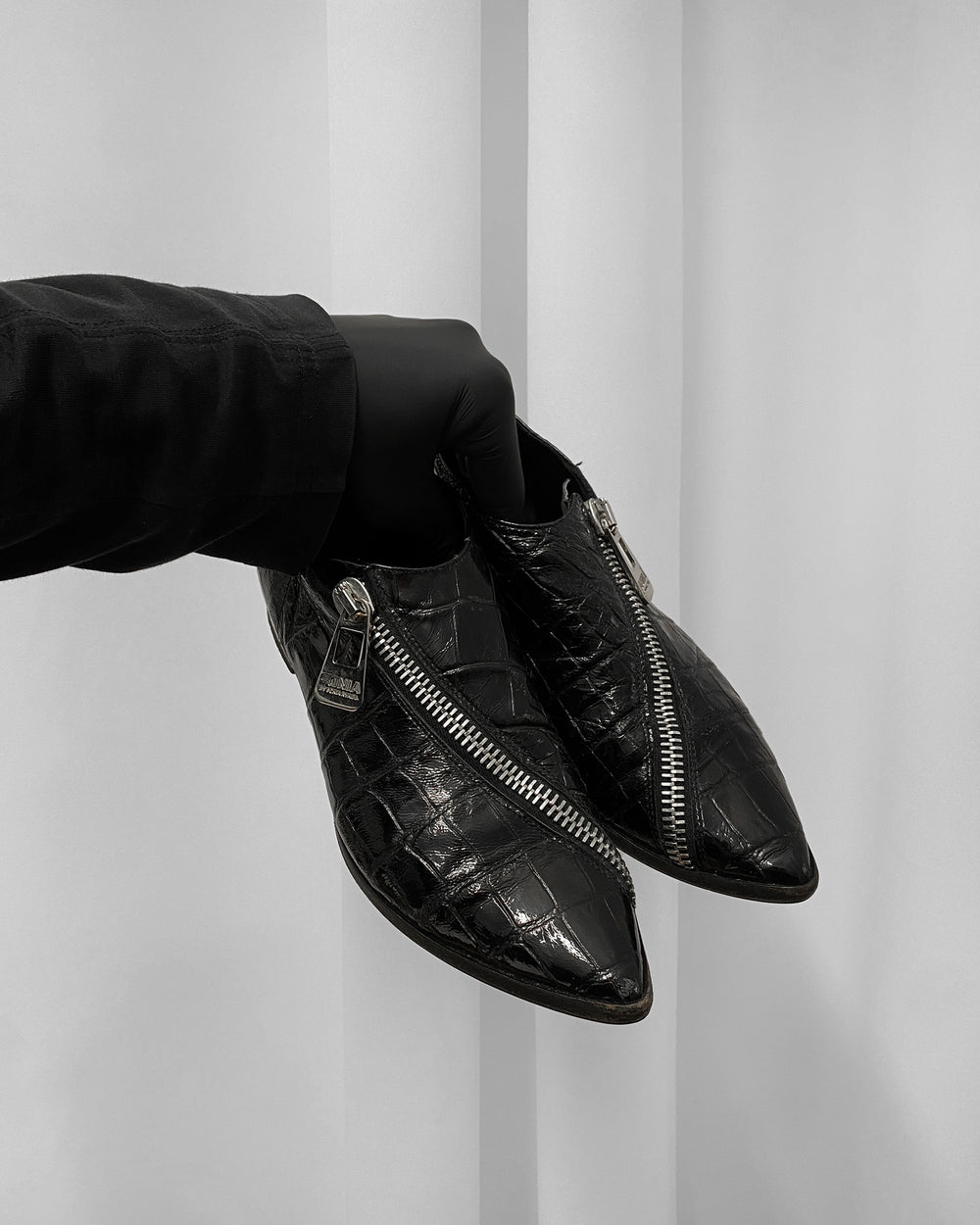 Sonia Rykiel 2000s Patent Leather Zip Shoes Black