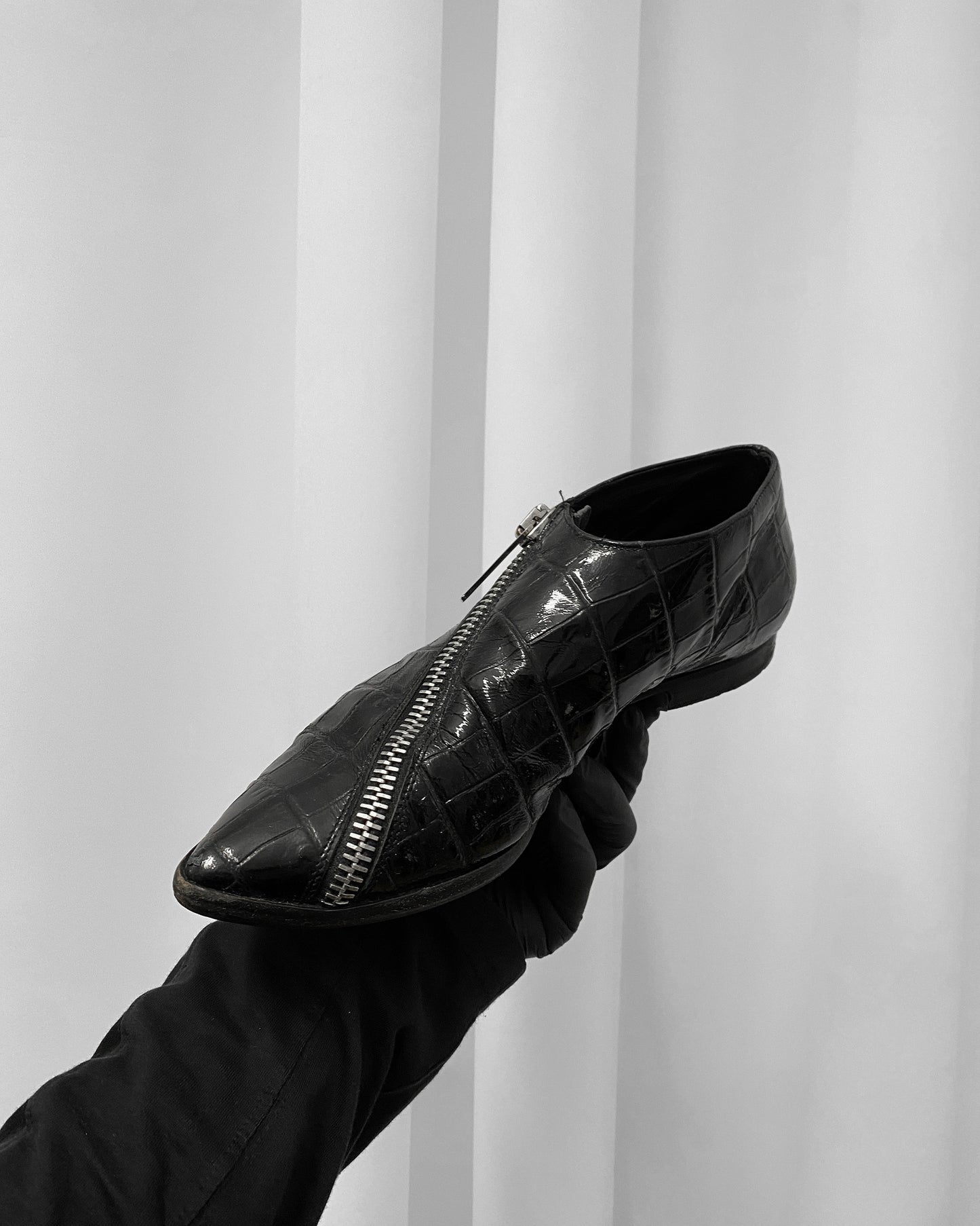 Sonia Rykiel 2000s Patent Leather Zip Shoes Black