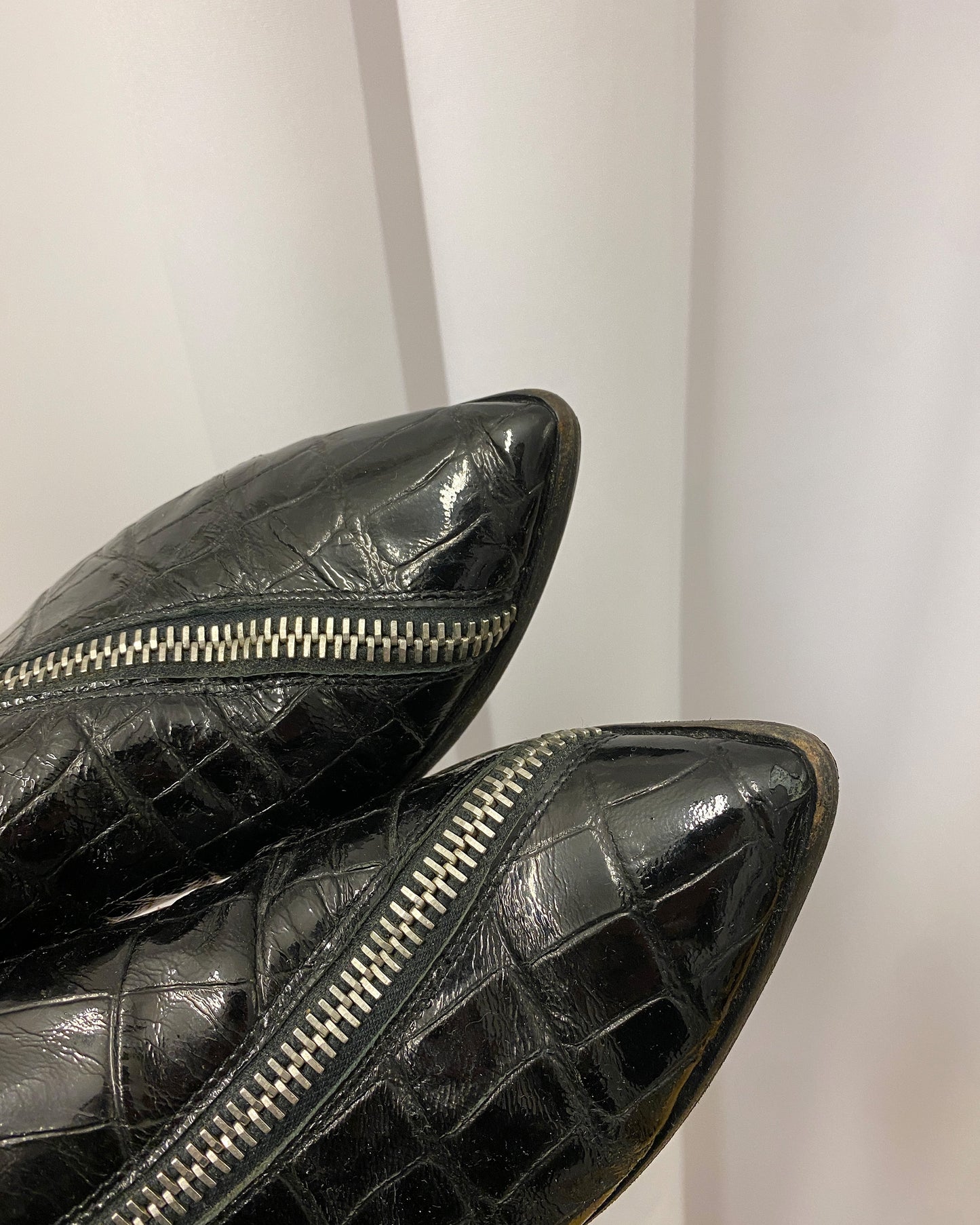 Sonia Rykiel 2000s Patent Leather Zip Shoes Black