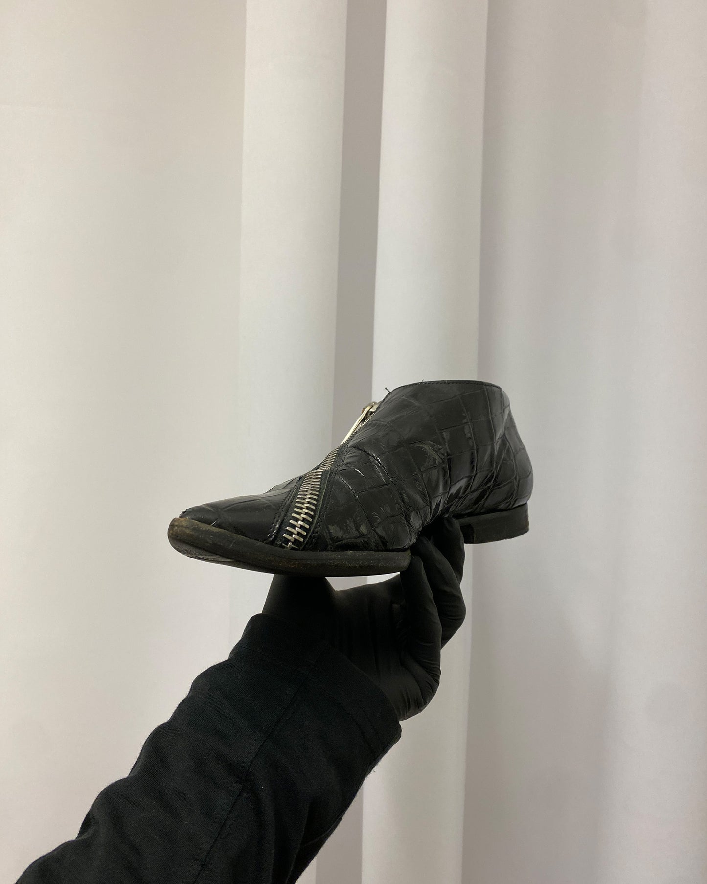 Sonia Rykiel 2000s Patent Leather Zip Shoes Black