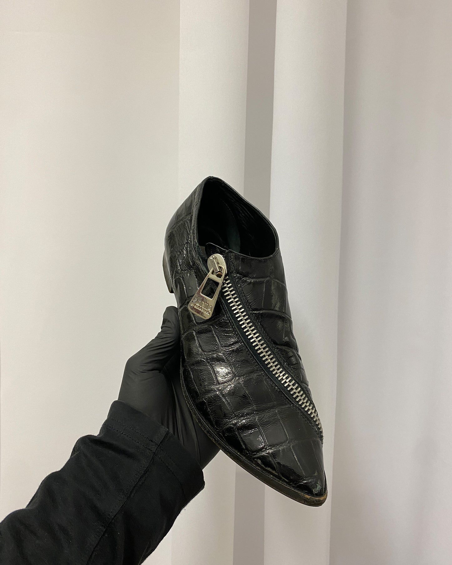 Sonia Rykiel 2000s Patent Leather Zip Shoes Black