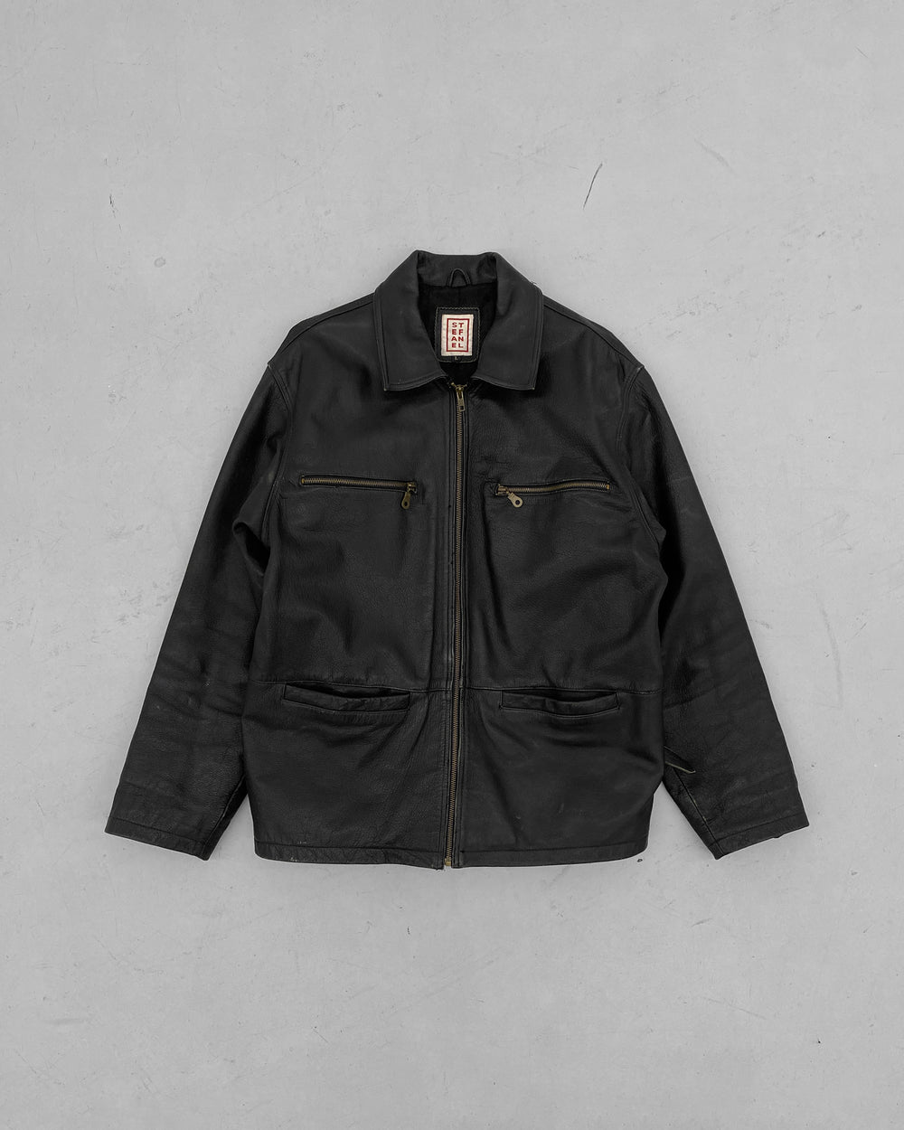 Stefanel 1990s Zip Leatherjacket Black