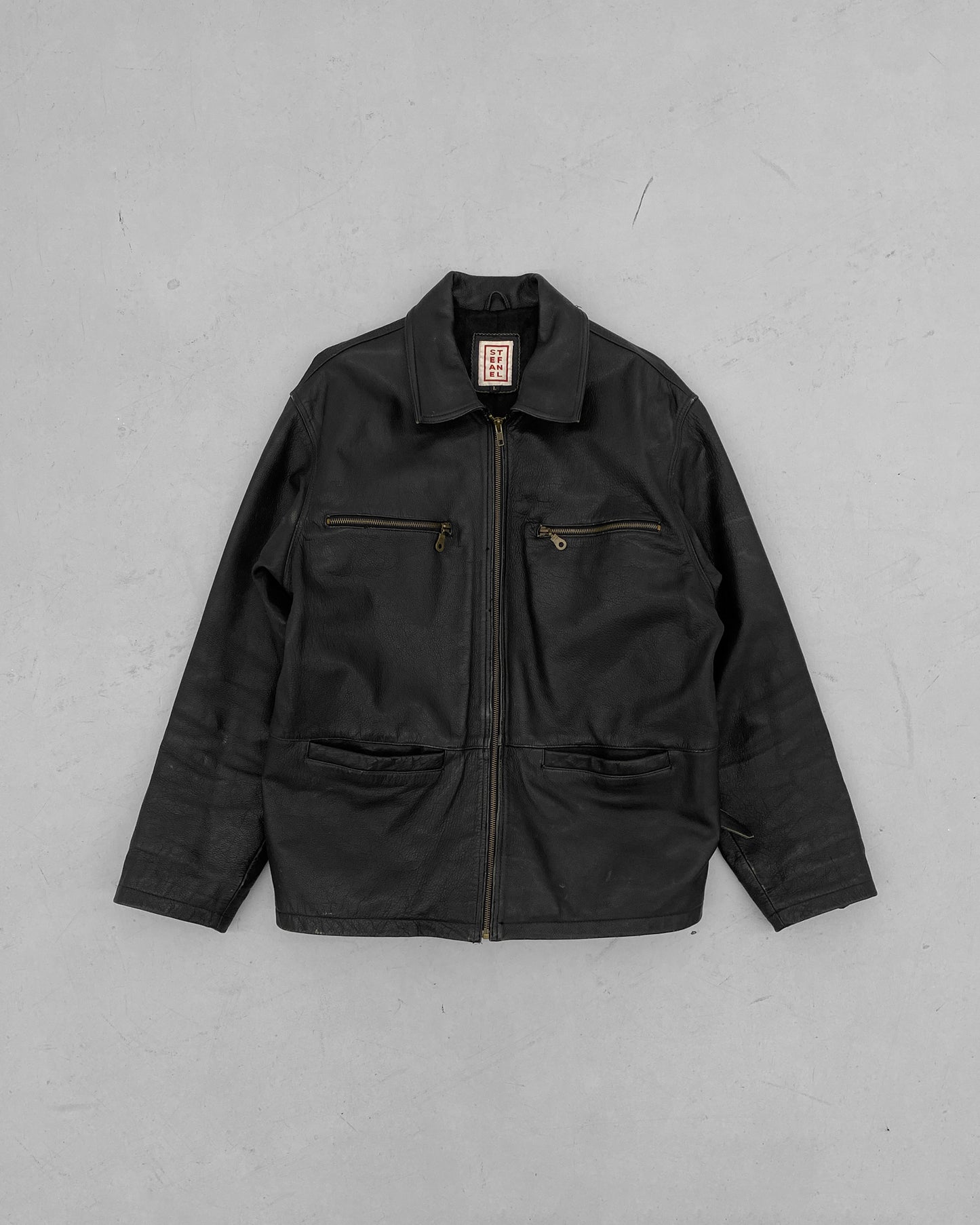 Stefanel 1990s Zip Leatherjacket Black