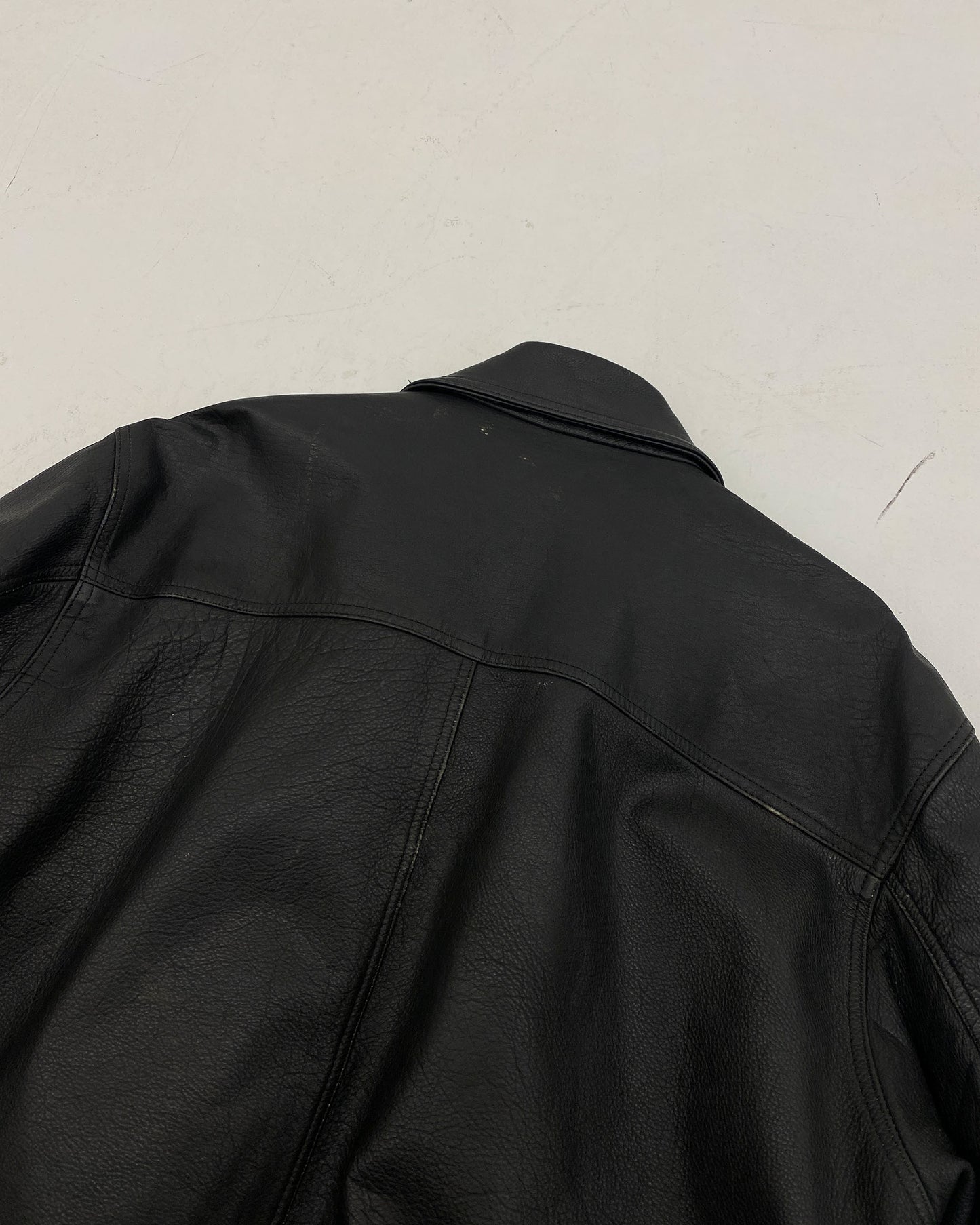 Stefanel 1990s Zip Leatherjacket Black