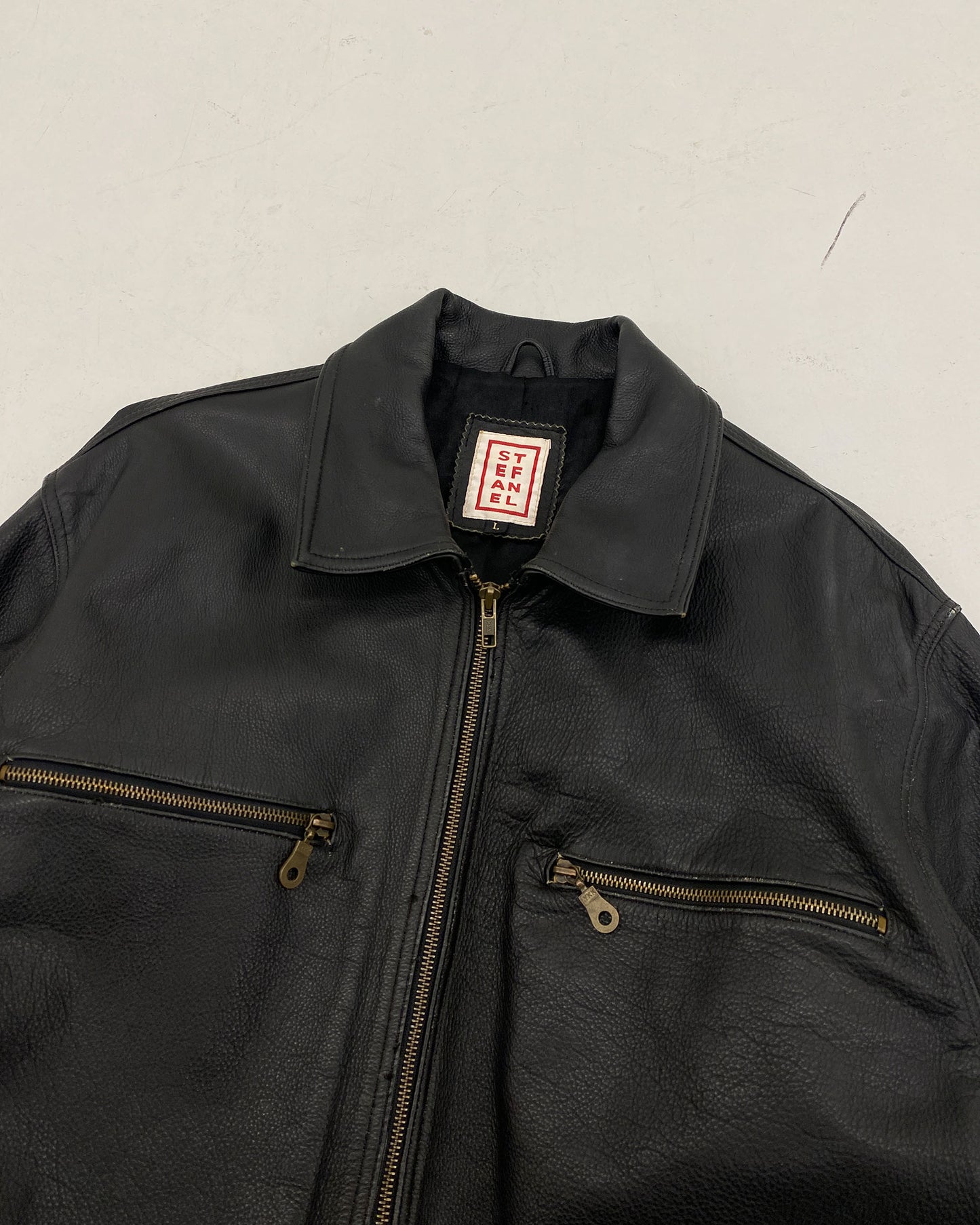 Stefanel 1990s Zip Leatherjacket Black