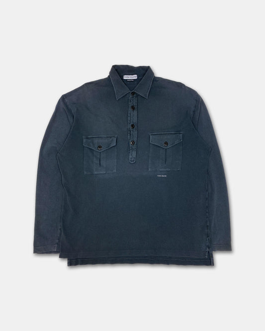 Stone Island SS1998 Chest Pocket Longsleeve Polo Shirt Navy