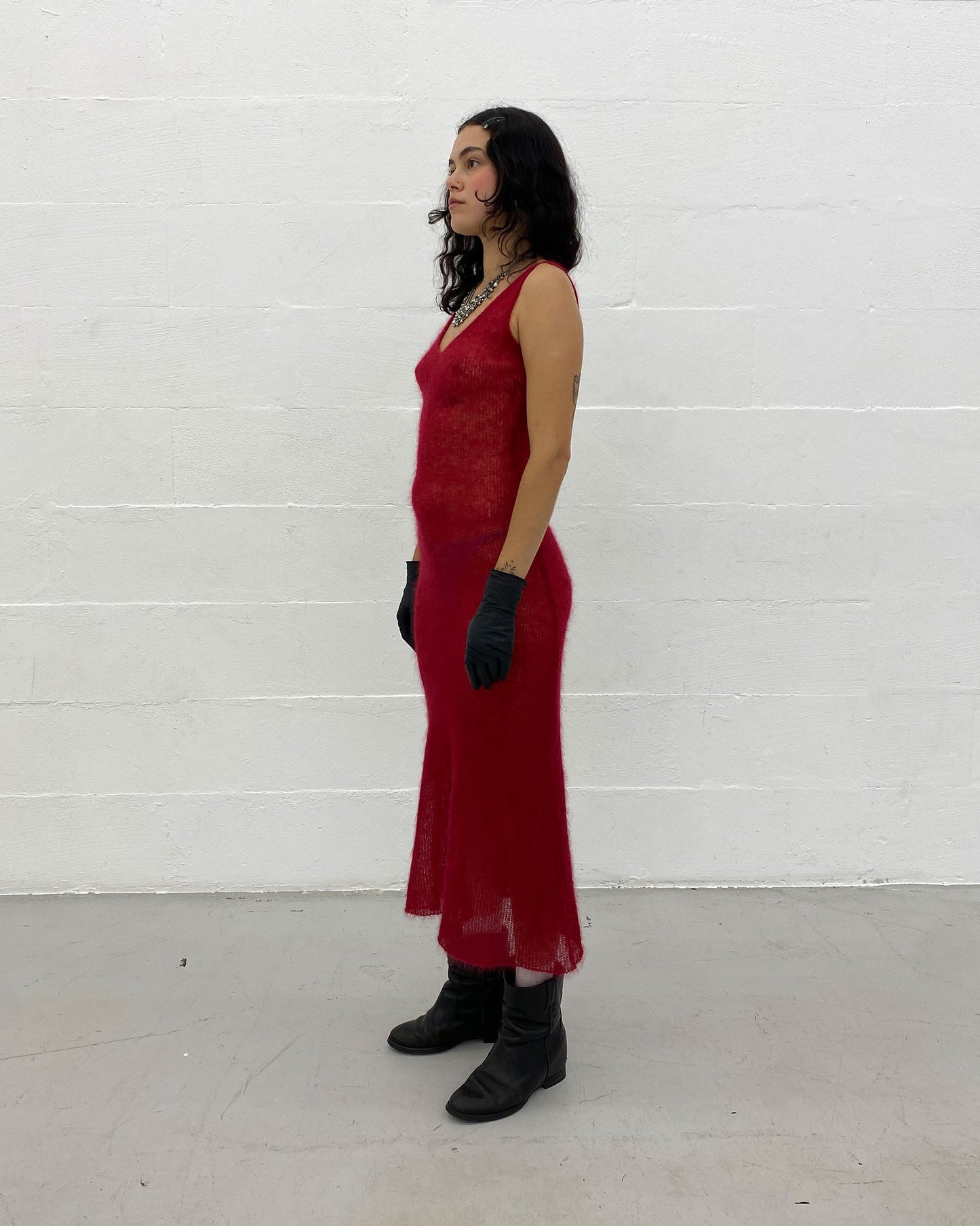 Liu Jo 2000s Super Kid Mohair Wool Dress Dark Red