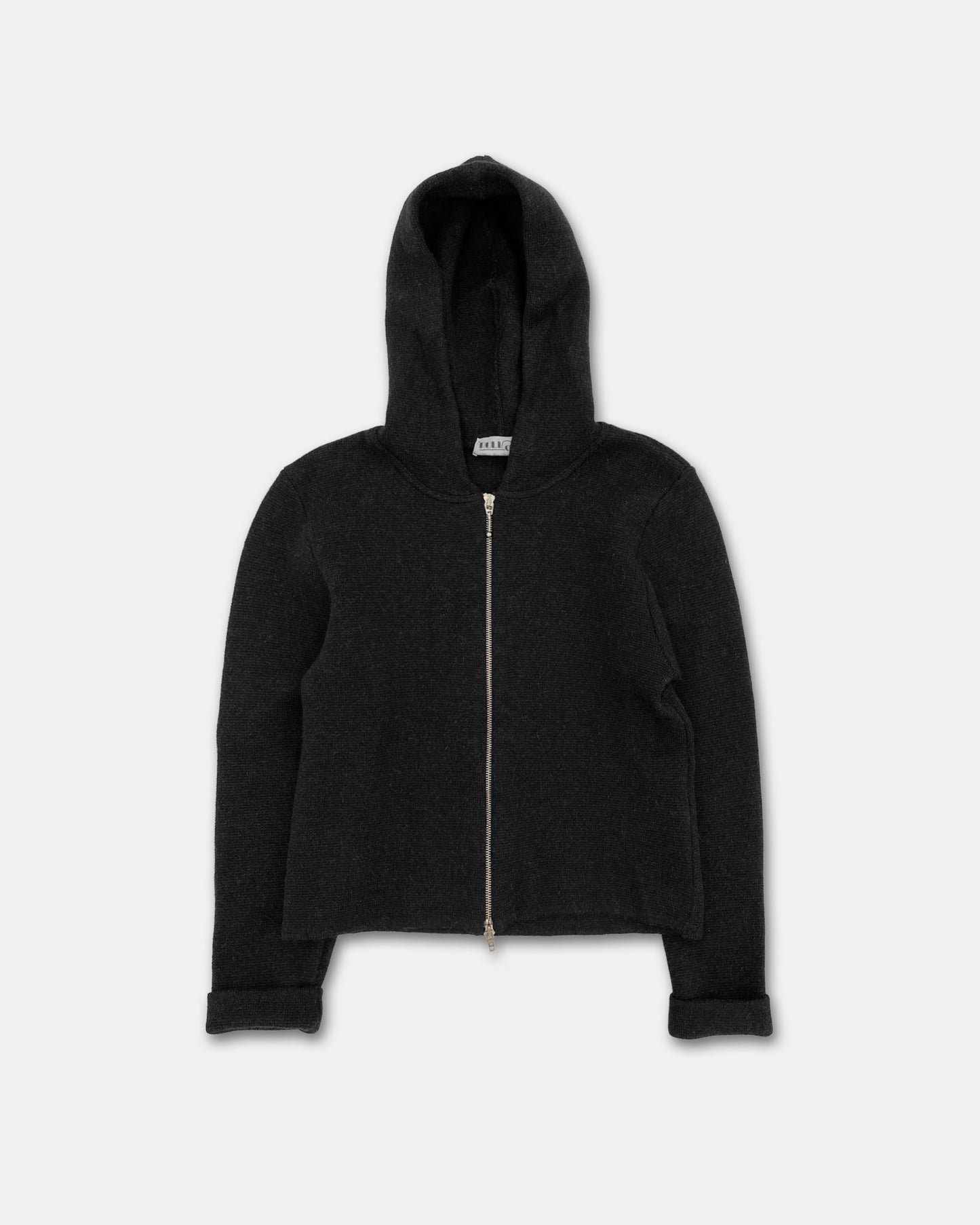 Vintage 1990s Knit Zip Hoodie Dark Grey