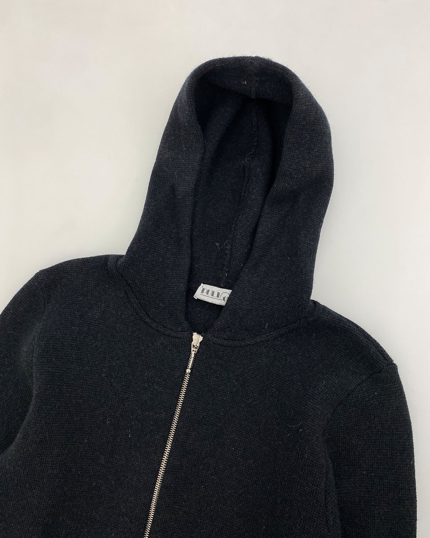 Vintage 1990s Knit Zip Hoodie Dark Grey