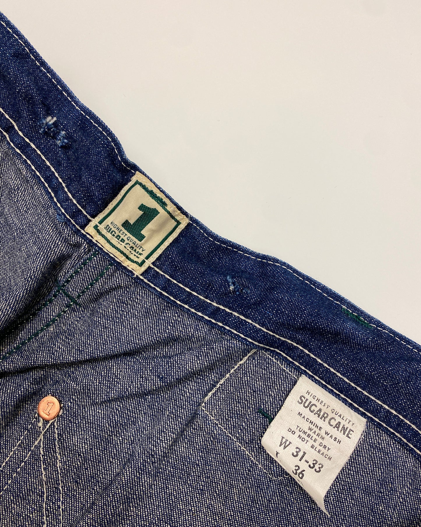 Sugar Cane 2000s Wide Leg Buckleback Denim Pants Blue