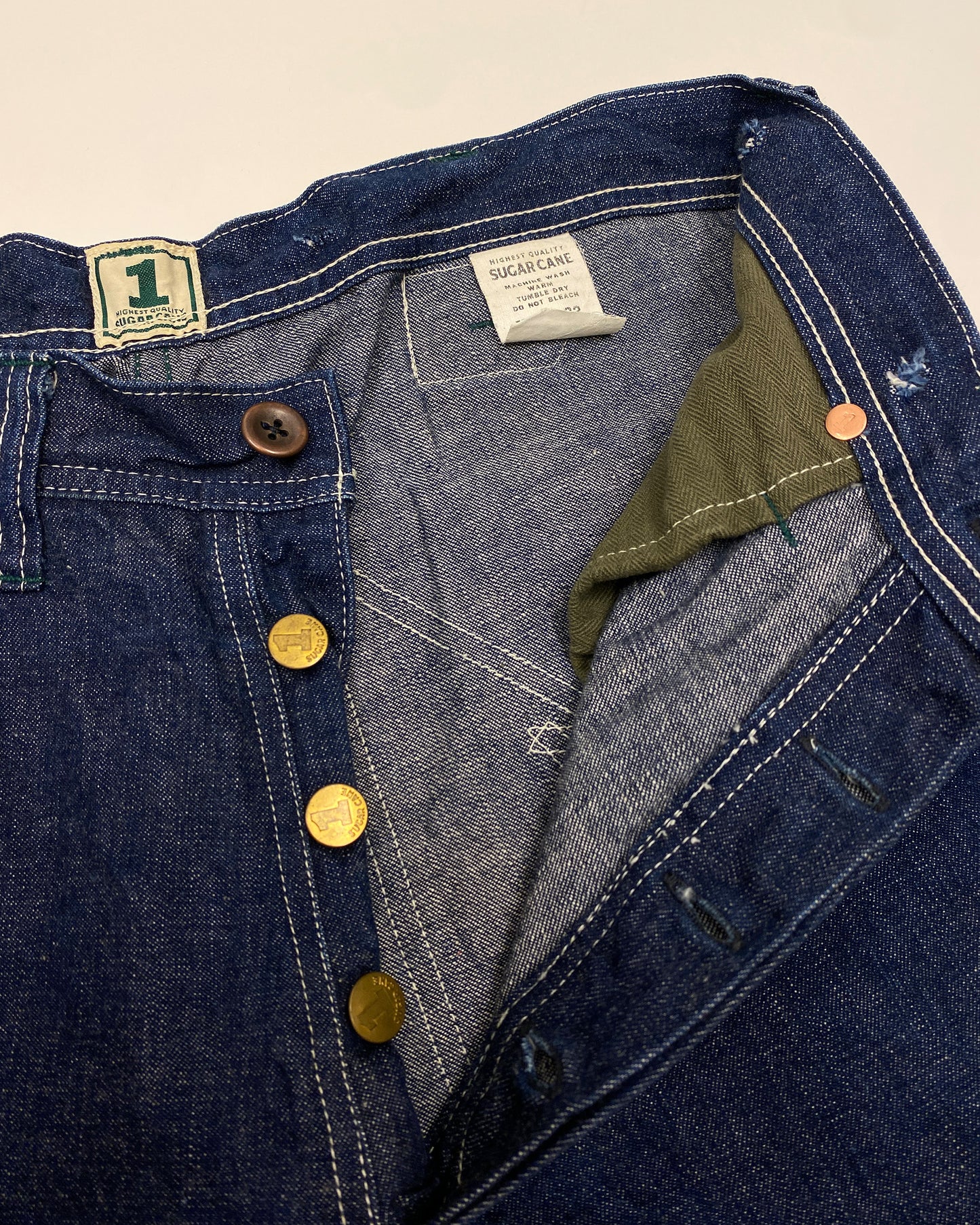 Sugar Cane 2000s Wide Leg Buckleback Denim Pants Blue