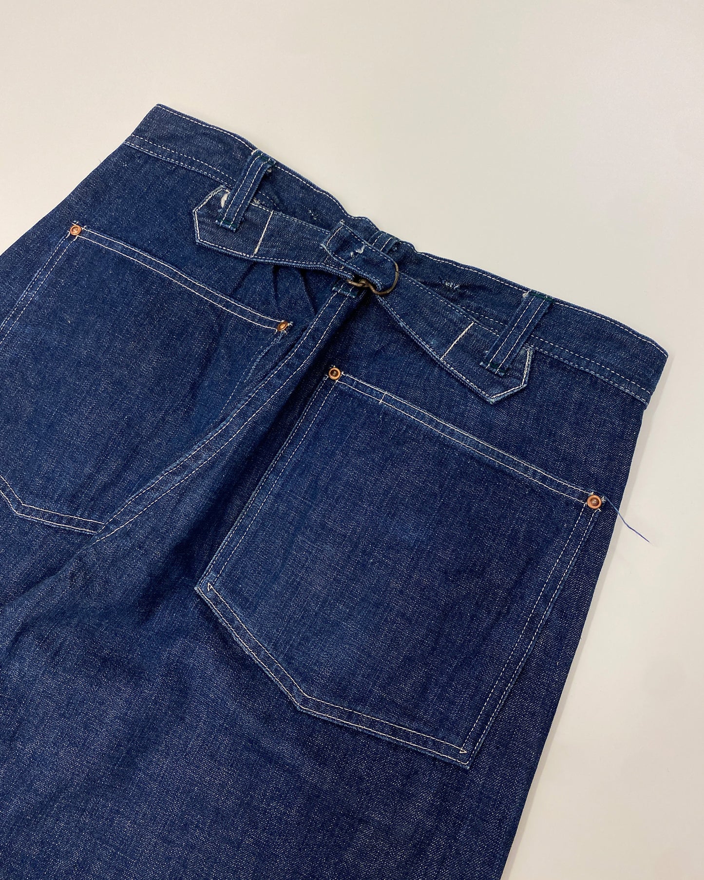 Sugar Cane 2000s Wide Leg Buckleback Denim Pants Blue