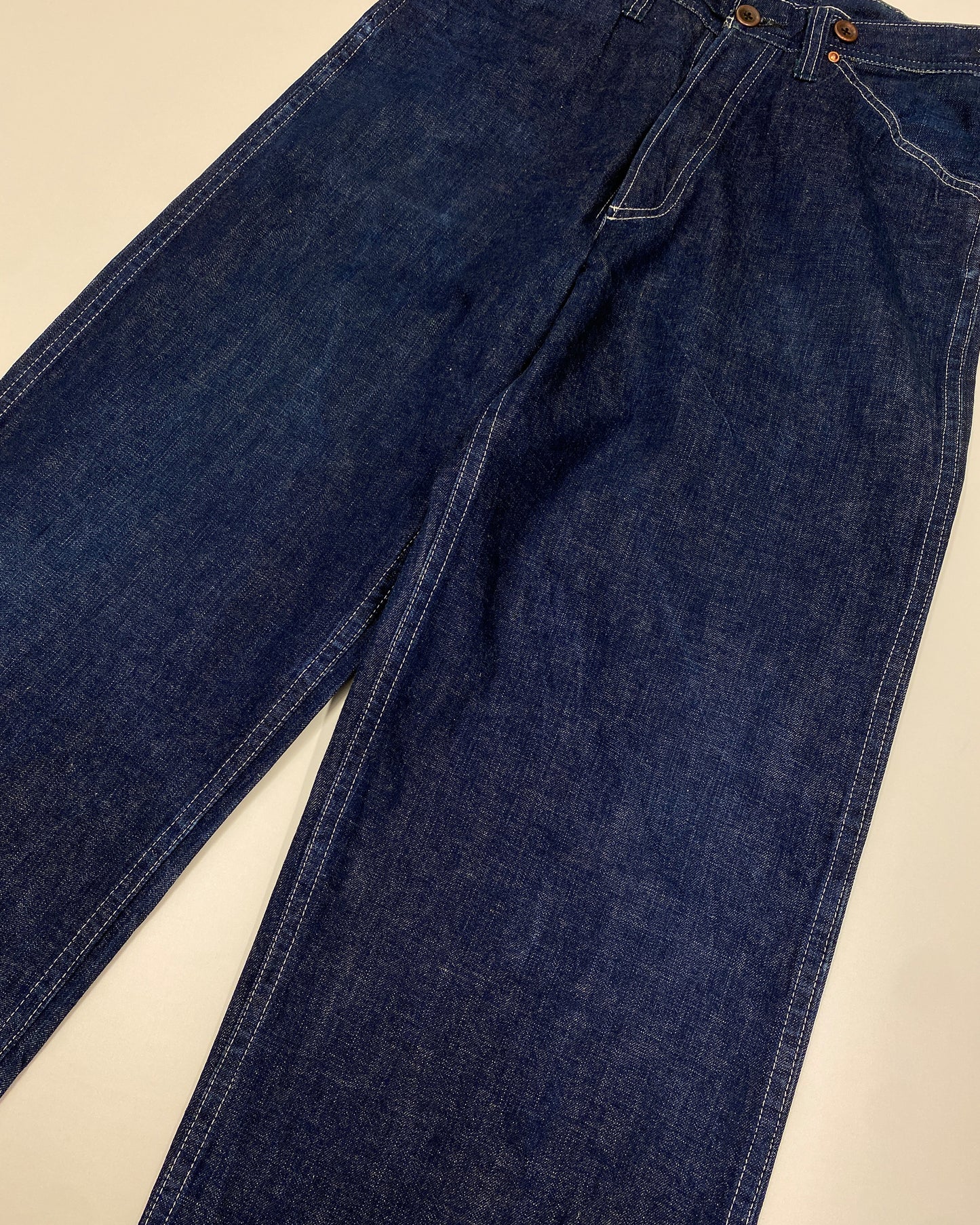 Sugar Cane 2000s Wide Leg Buckleback Denim Pants Blue