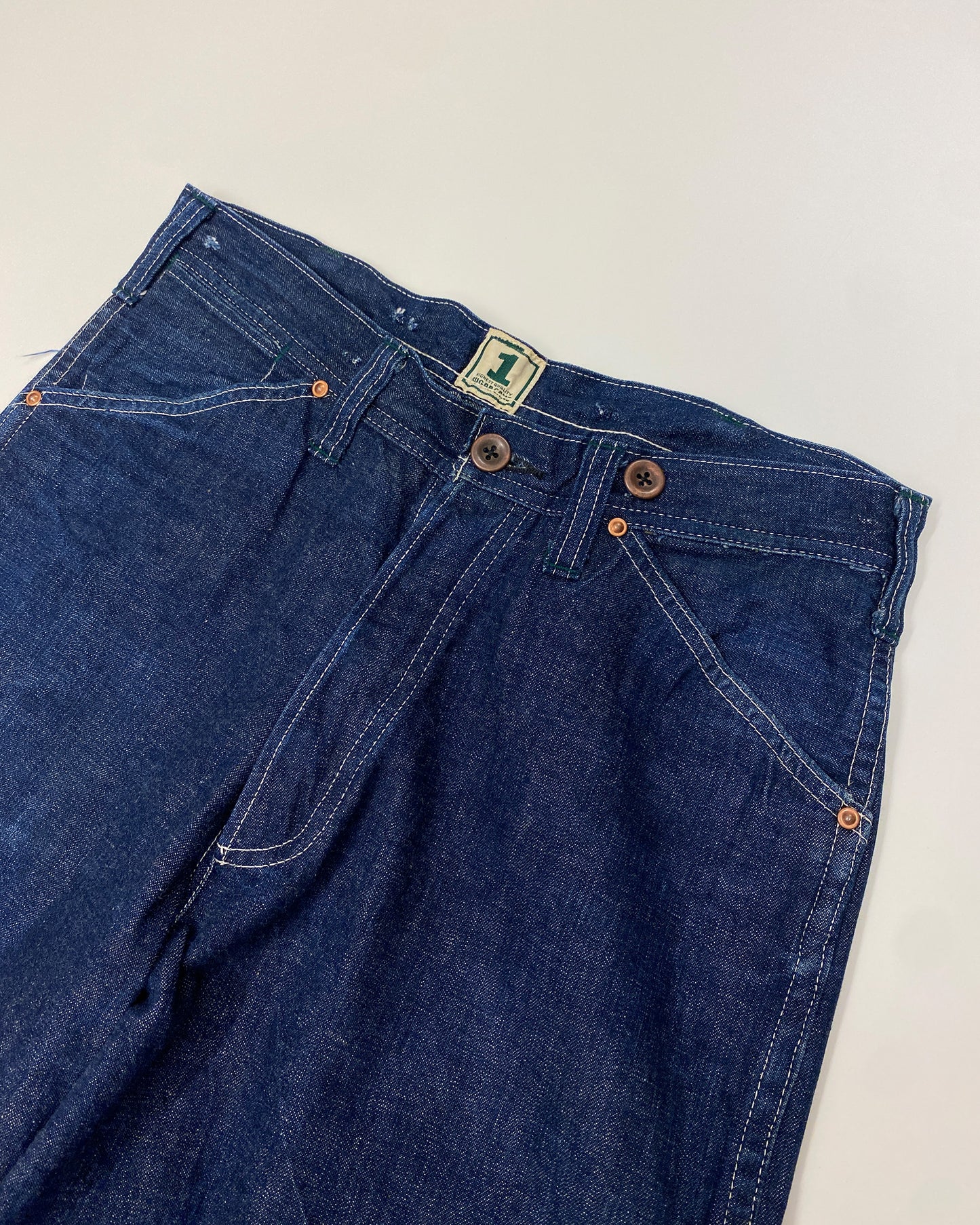 Sugar Cane 2000s Wide Leg Buckleback Denim Pants Blue