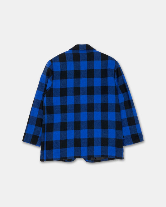 The Jack Set 2000s Buffalo Checkered Wool Blazer Jacket Blue