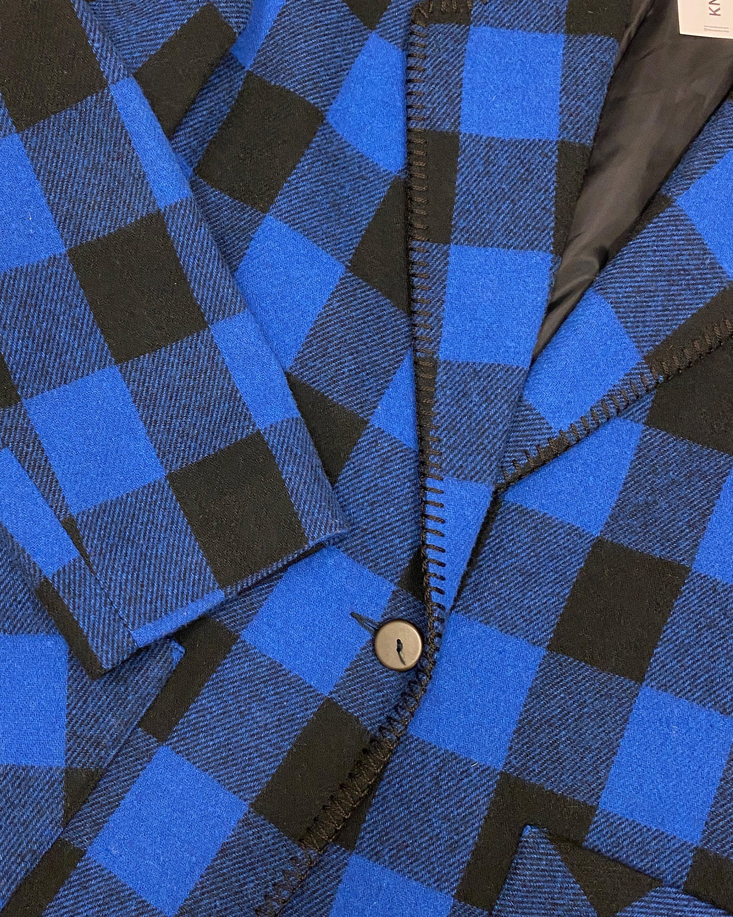 The Jack Set 2000s Buffalo Checkered Wool Blazer Jacket Blue