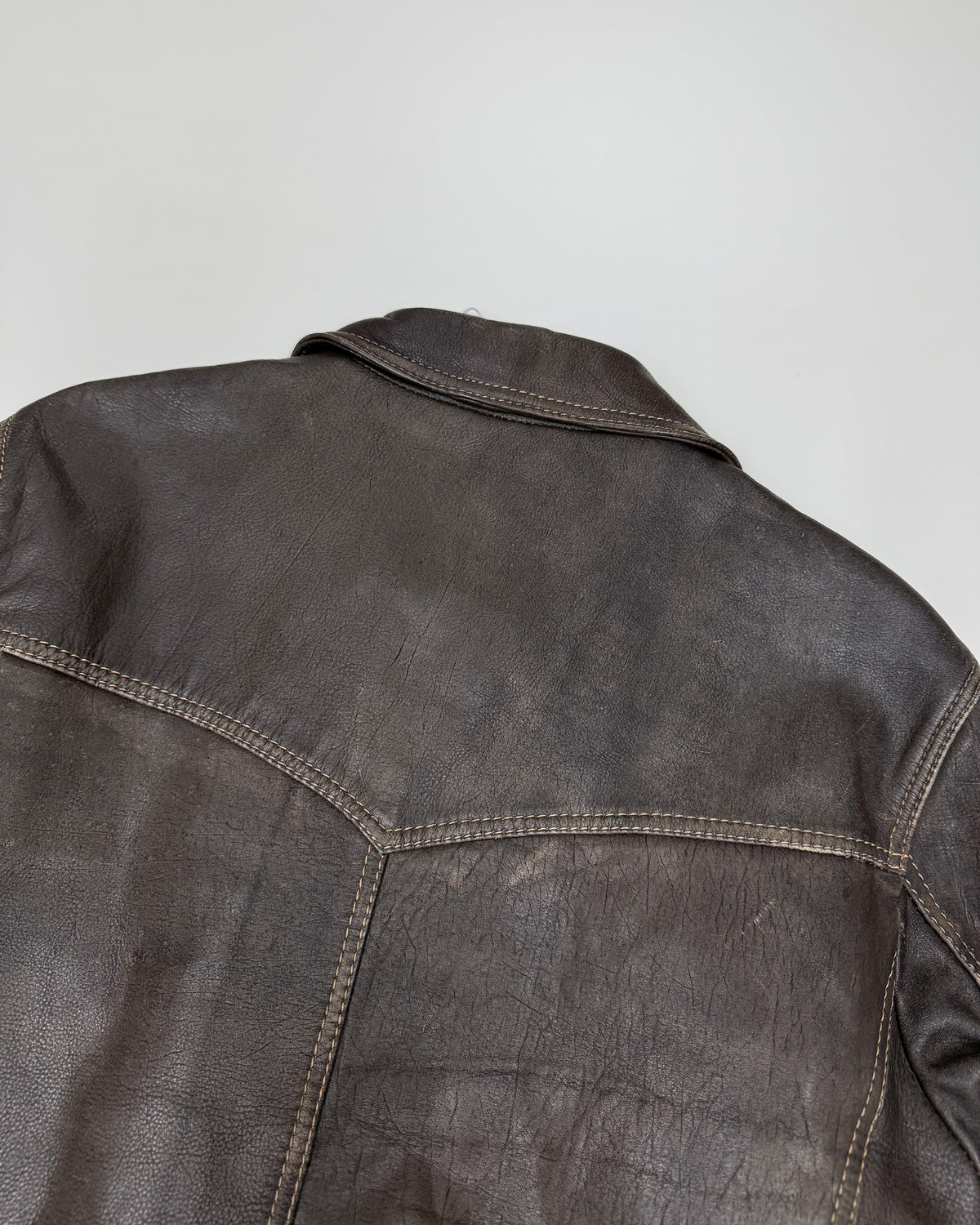 Theo 1990s Western Leather Jacket Brown