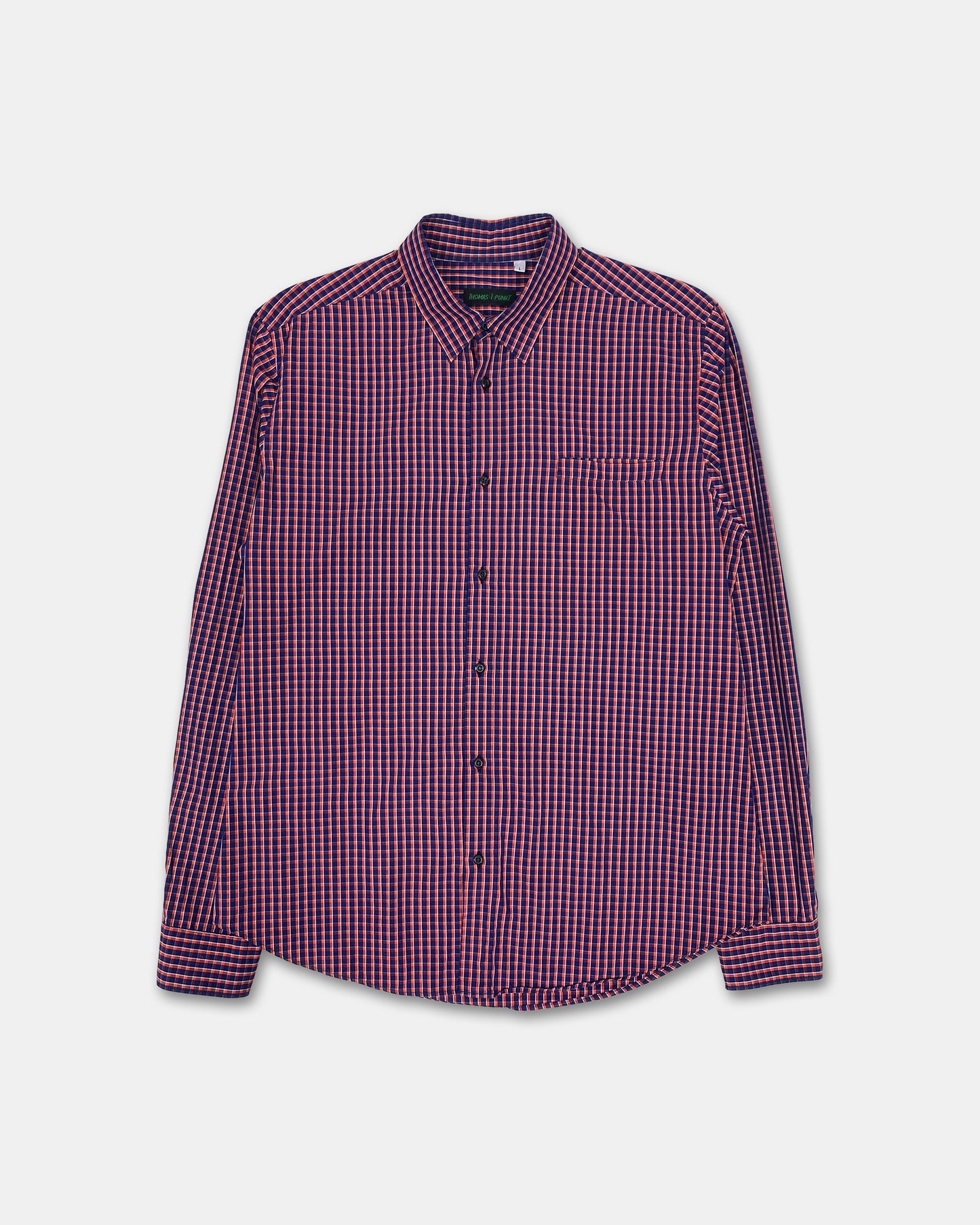 Thomas i Punkt 1990s Black Watch Checkered Shirt Orange Navy