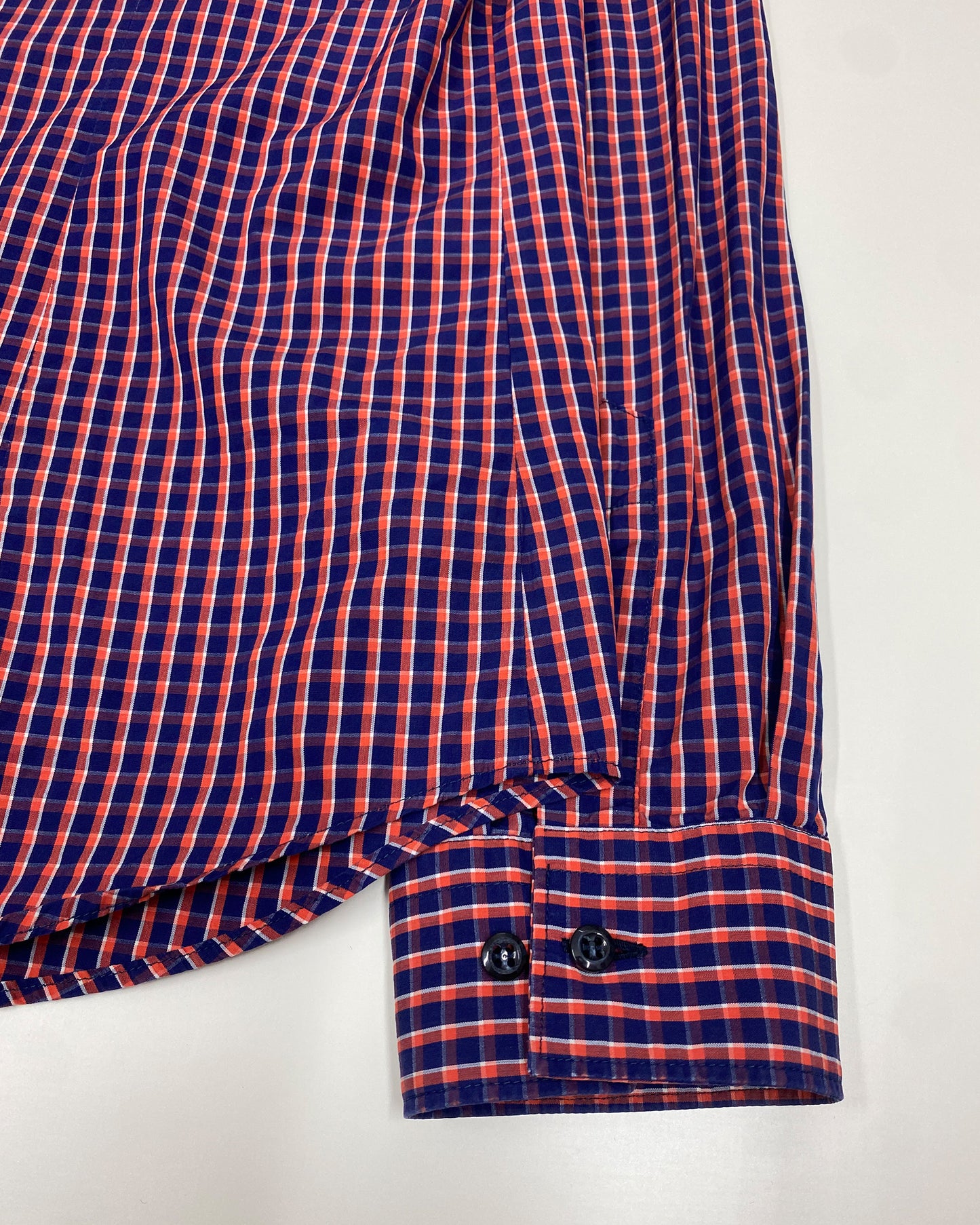 Thomas i Punkt 1990s Black Watch Checkered Shirt Orange Navy