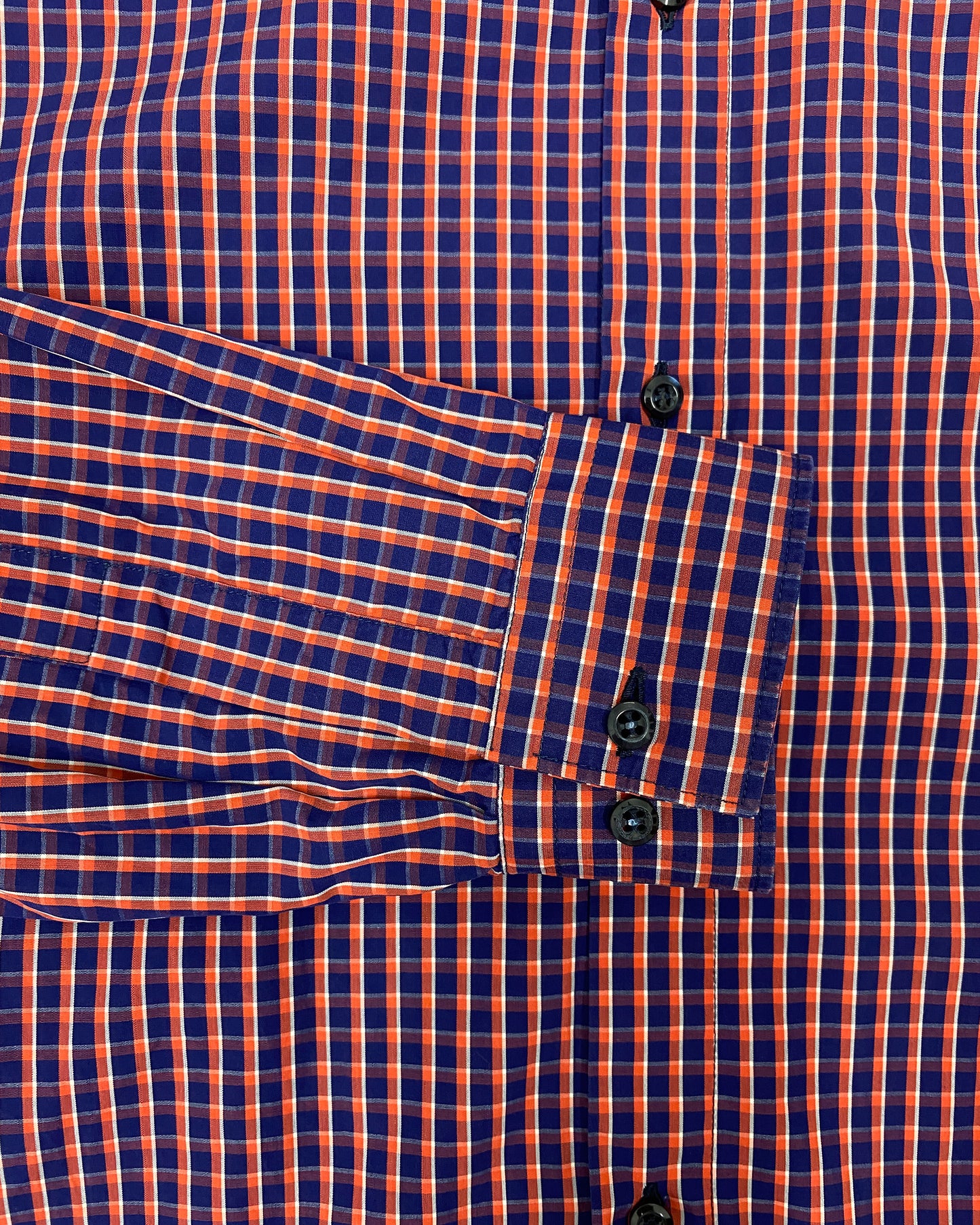 Thomas i Punkt 1990s Black Watch Checkered Shirt Orange Navy