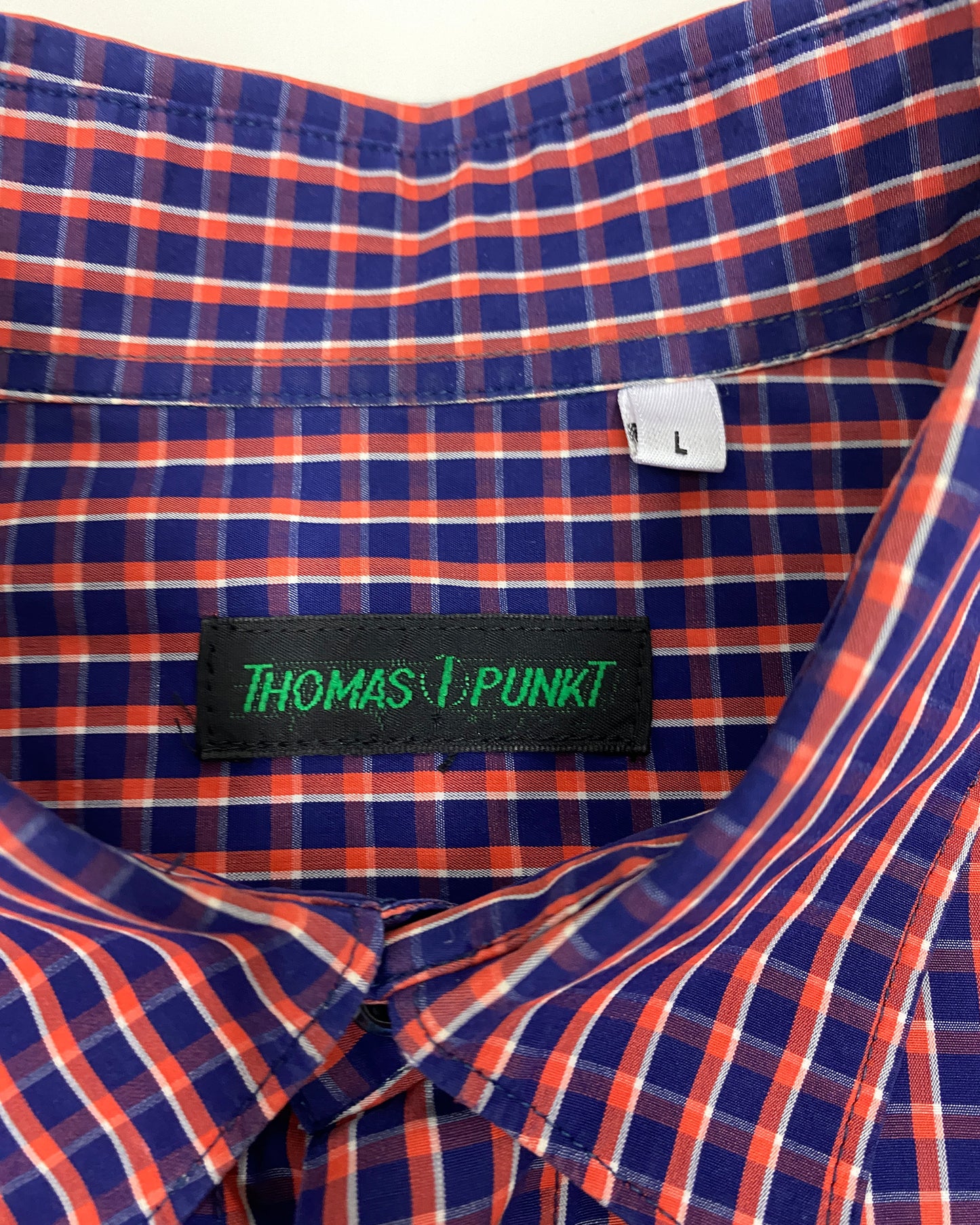 Thomas i Punkt 1990s Black Watch Checkered Shirt Orange Navy