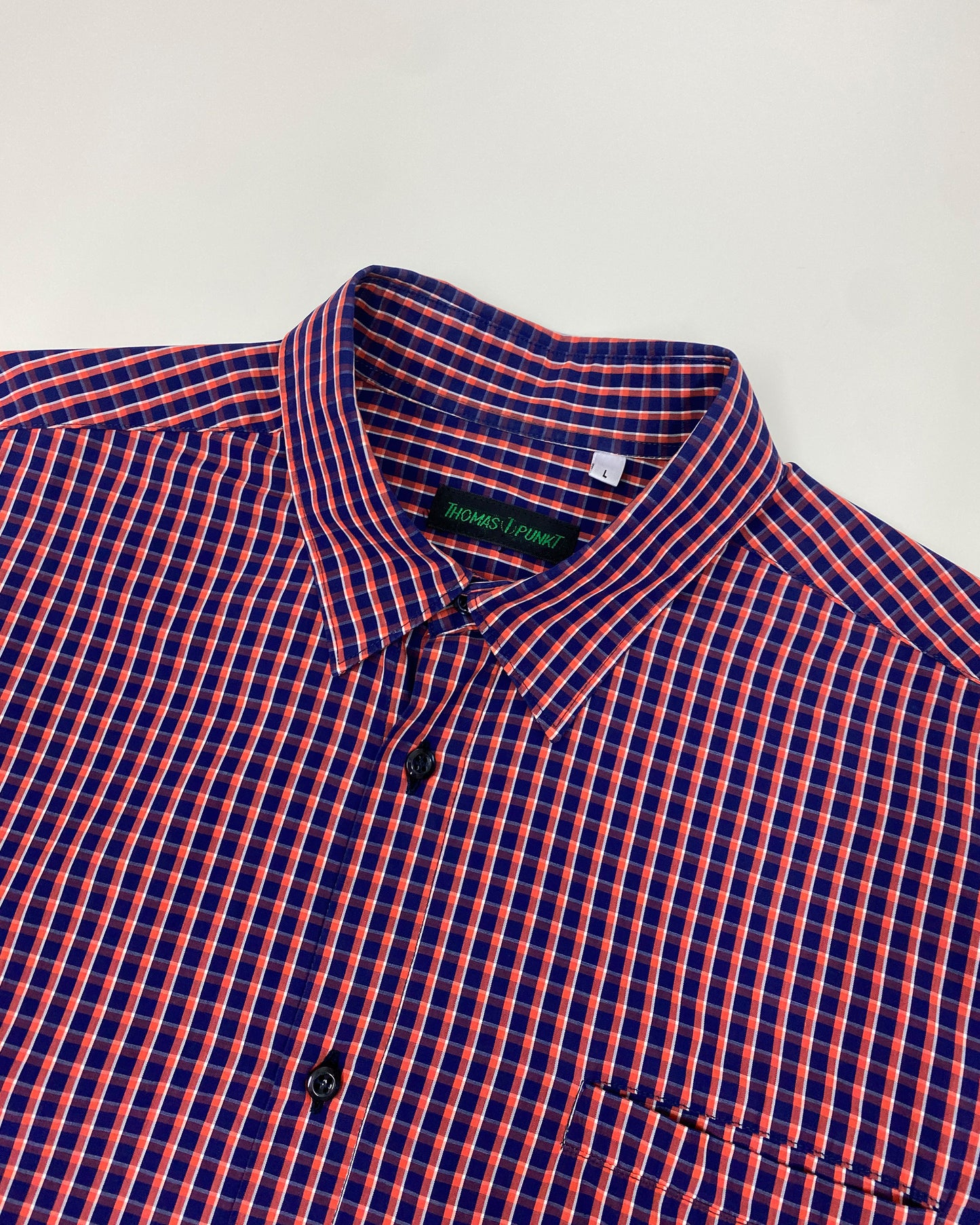 Thomas i Punkt 1990s Black Watch Checkered Shirt Orange Navy