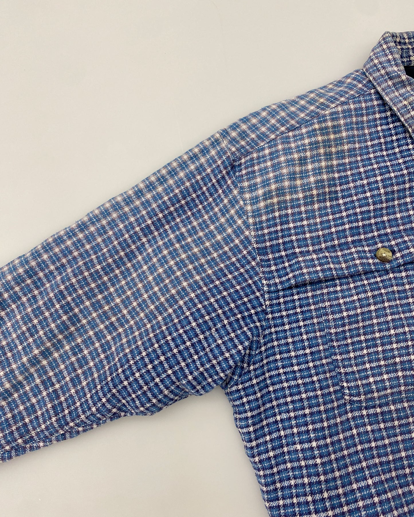 Vintage 1990s Padded Plaid Checkered Flannel Jacket Shirt Blue